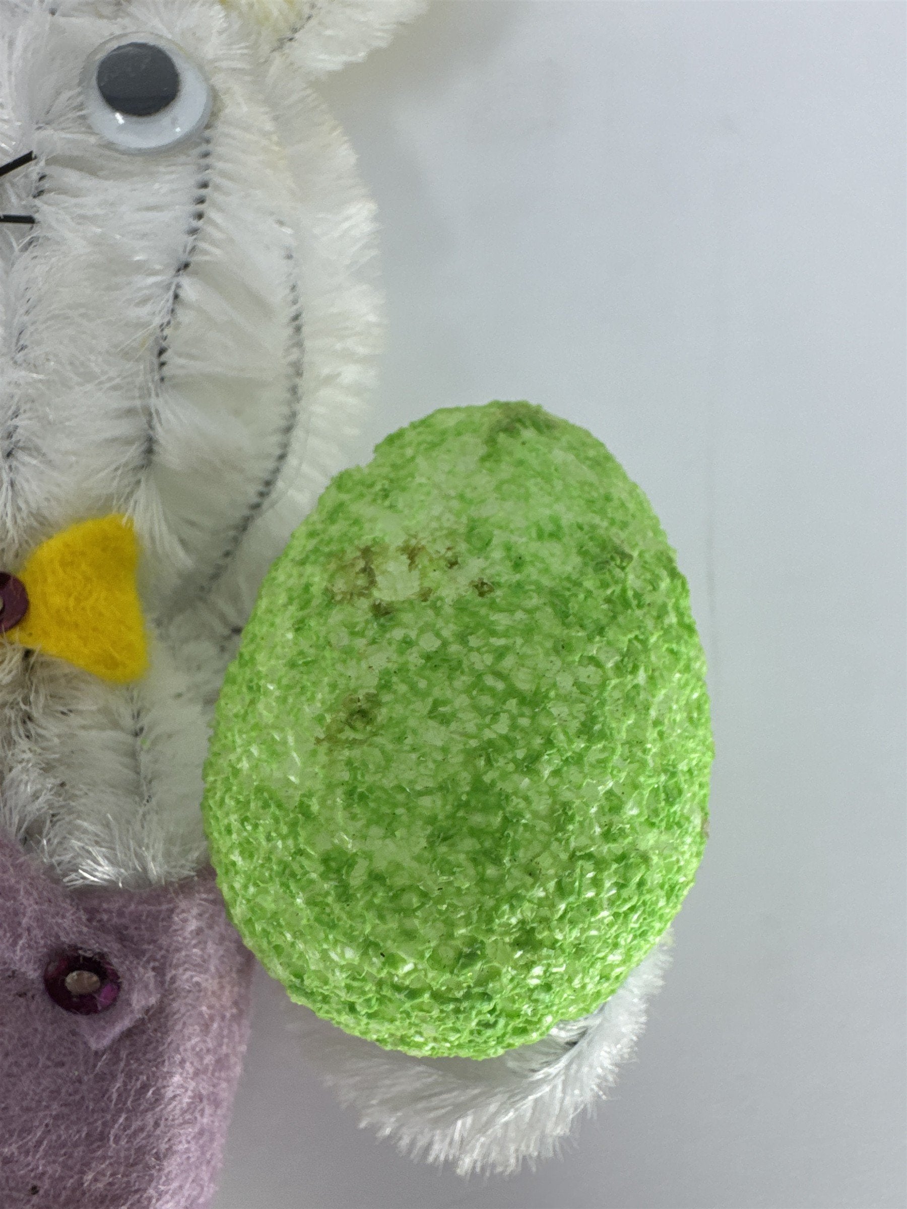 Vintage Easter Bunny Refrigerator Magnets Handmade Pipe Cleaner Kitsch Set of 2