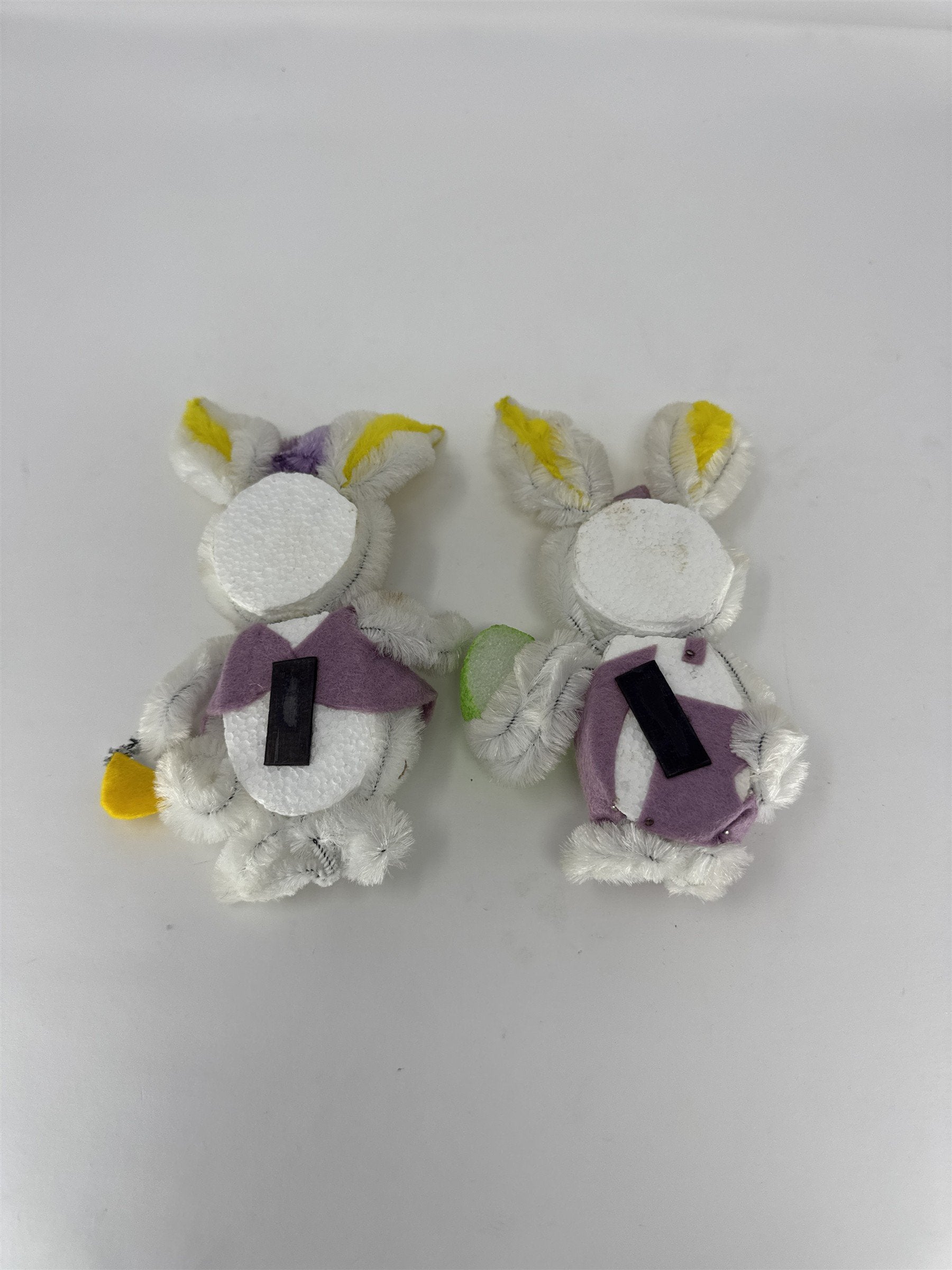 Vintage Easter Bunny Refrigerator Magnets Handmade Pipe Cleaner Kitsch Set of 2