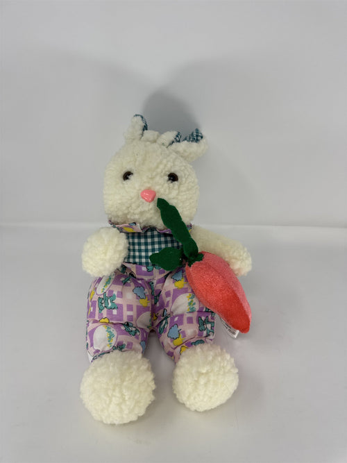 Easter Bunny Rabbit Plush Stuffed Animal Soft White Fur Pink Ears Holiday