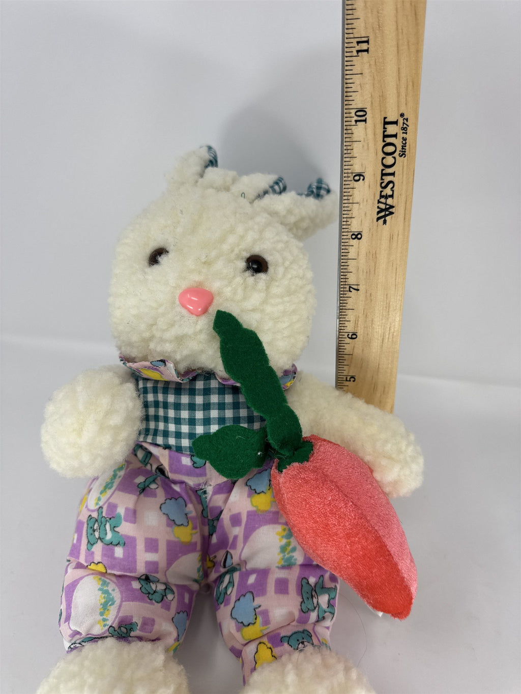 Easter Bunny Rabbit Plush Stuffed Animal Soft White Fur Pink Ears Holiday