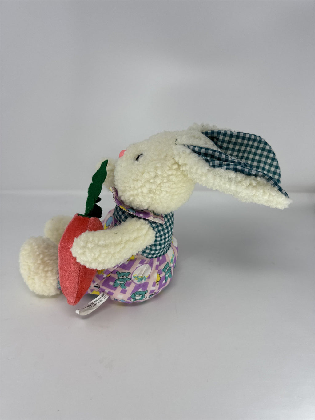 Easter Bunny Rabbit Plush Stuffed Animal Soft White Fur Pink Ears Holiday