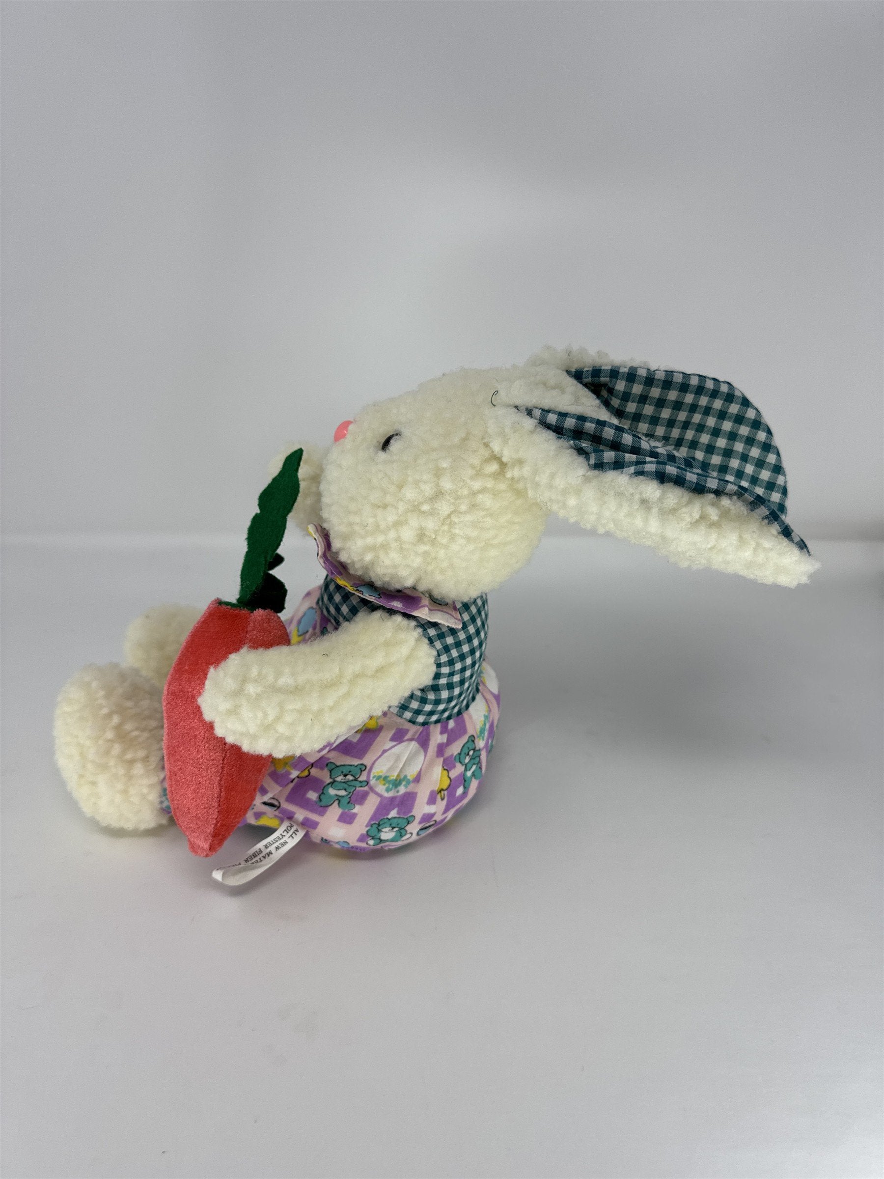 Easter Bunny Rabbit Plush Stuffed Animal Soft White Fur Pink Ears Holiday