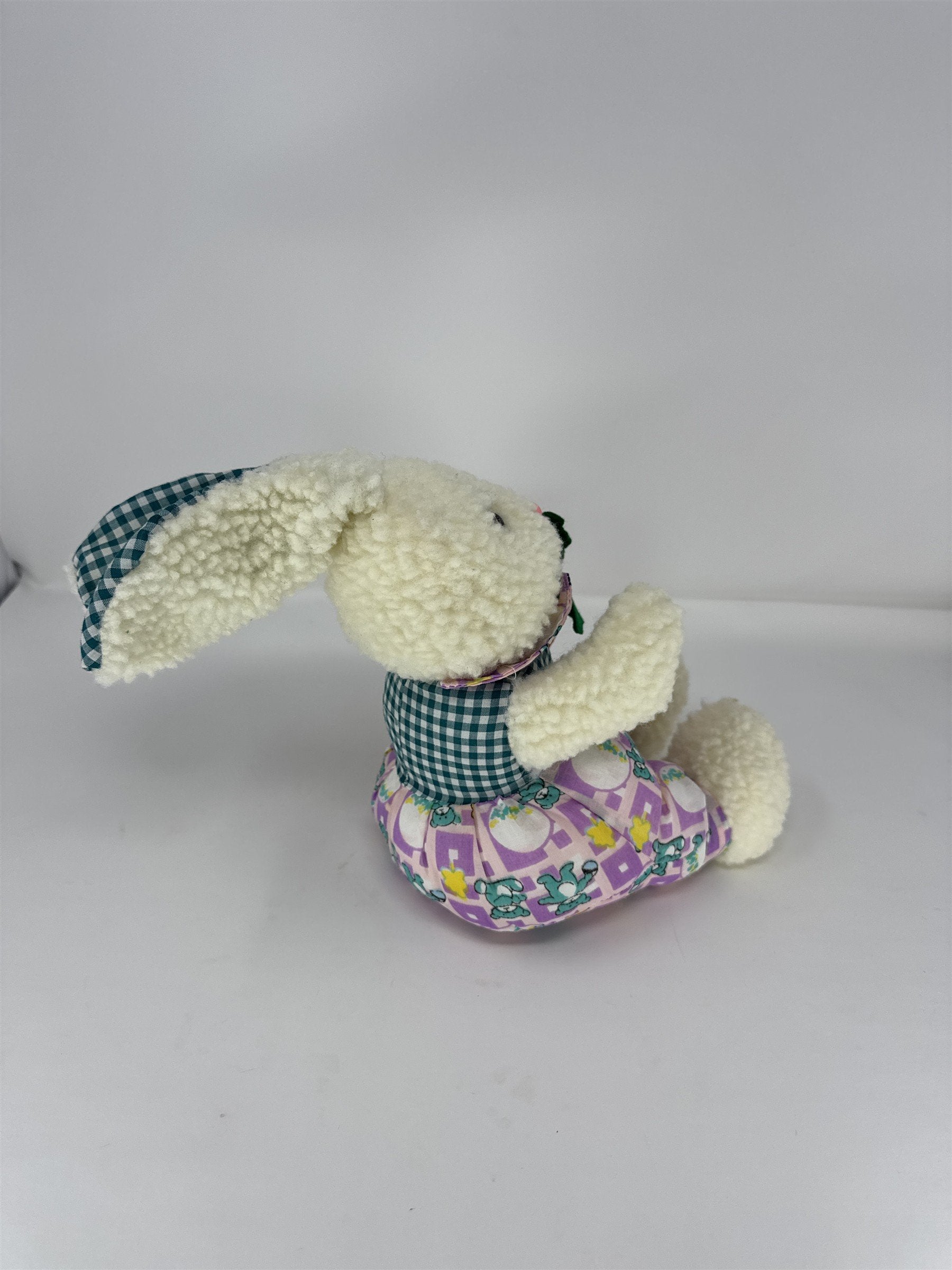Easter Bunny Rabbit Plush Stuffed Animal Soft White Fur Pink Ears Holiday