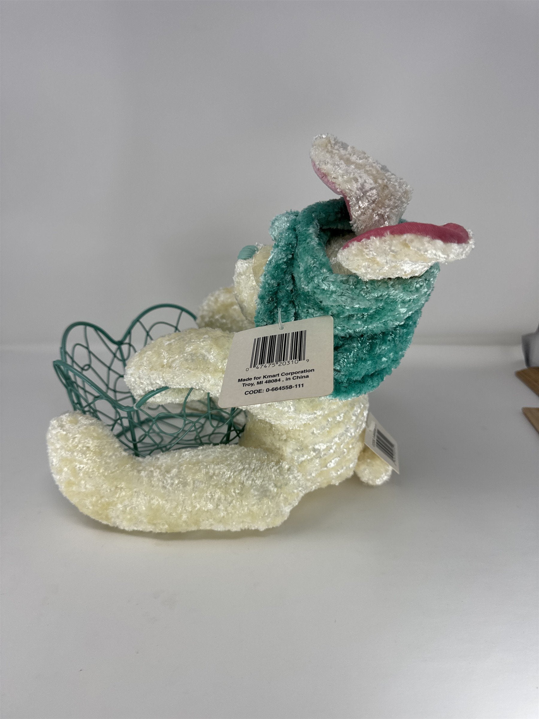 Vintage Dan Dee Metal Easter Basket Bunny Rabbit Handle Tin Litho Decor 9"