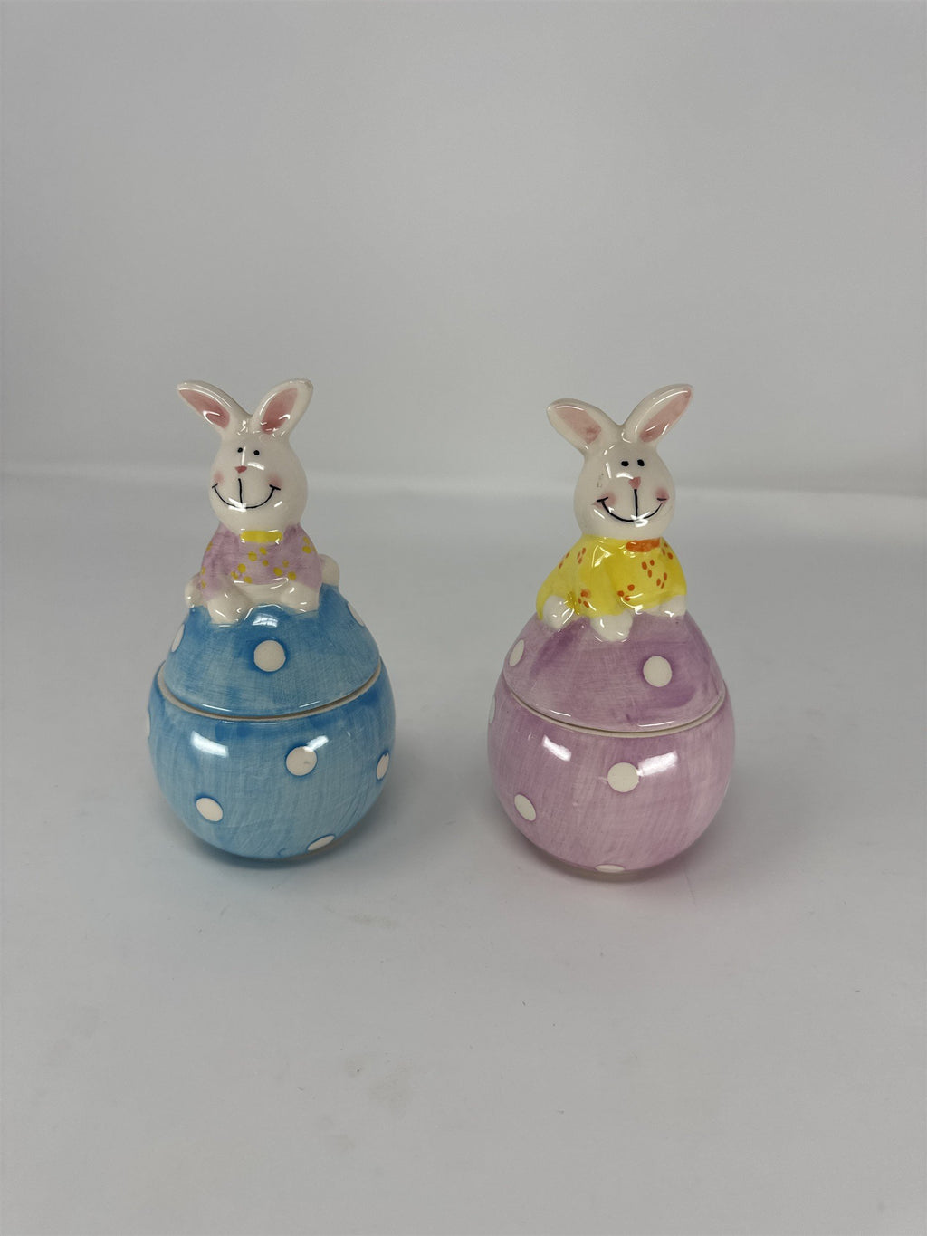 Vintage Easter Bunny Figurine Pair Mid Century Modern Bunny Suits Kitsch 5"