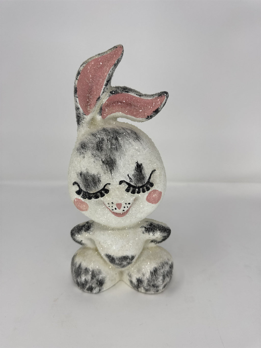 Vintage Sassy Easter Bunny Ceramic Figurine Hand Painted Winking Rabbit
