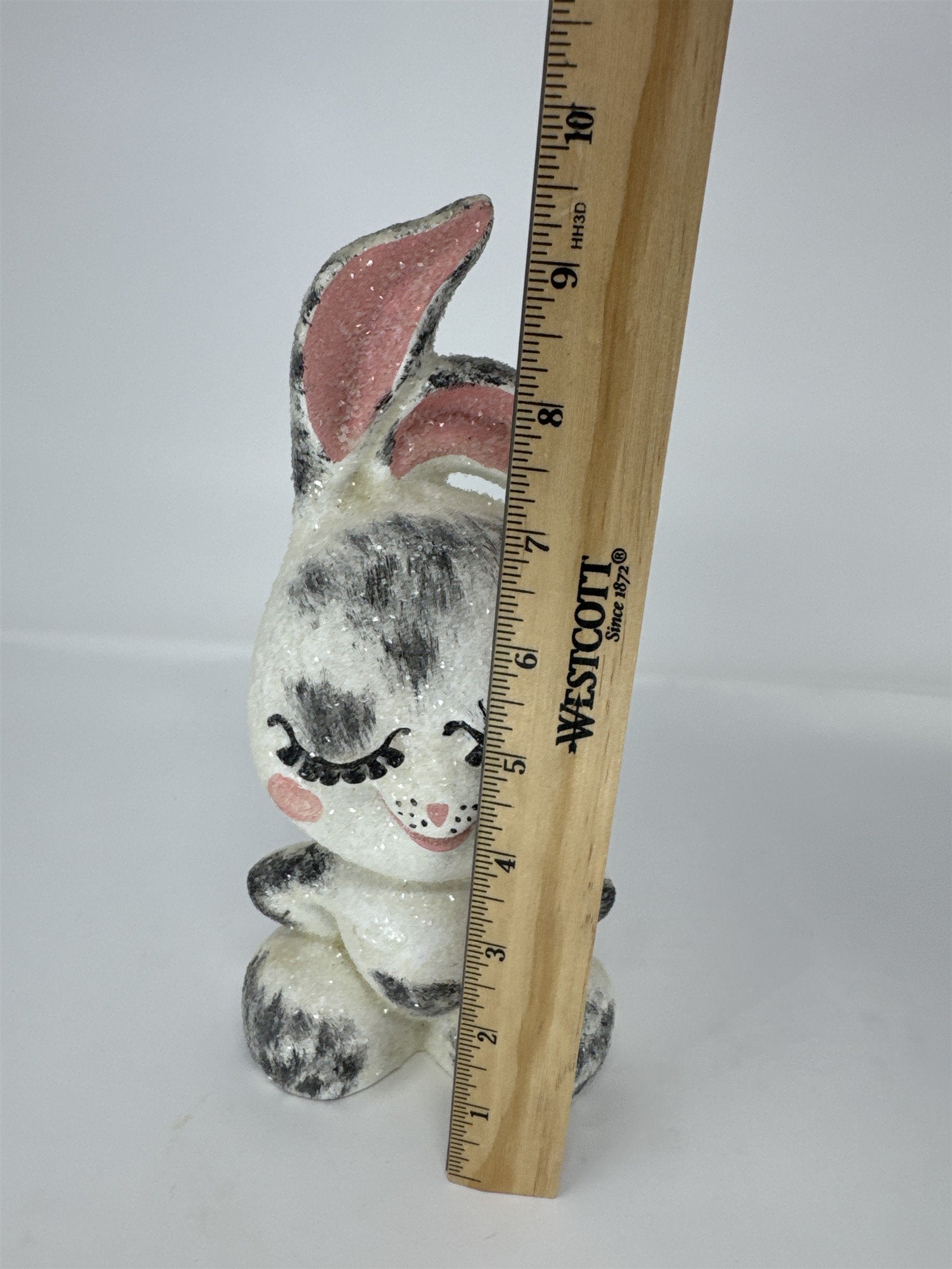 Vintage Sassy Easter Bunny Ceramic Figurine Hand Painted Winking Rabbit