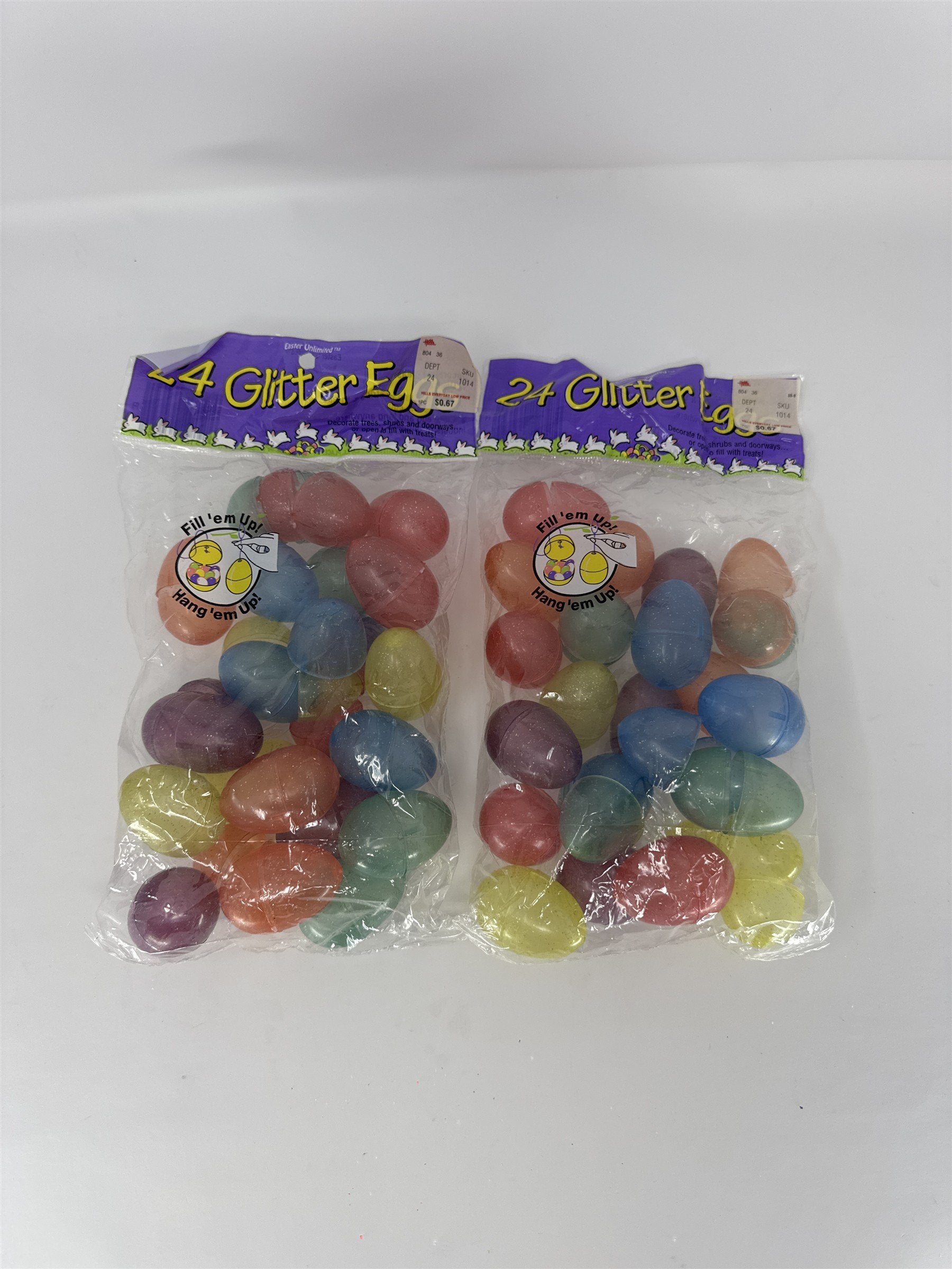 Vintage Hill's Mini Easter Eggs Lot of 48 Glitter Plastic Easter Eggs