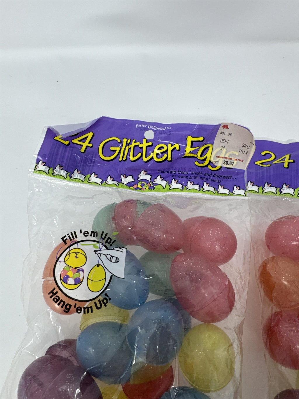 Vintage Hill's Mini Easter Eggs Lot of 48 Glitter Plastic Easter Eggs