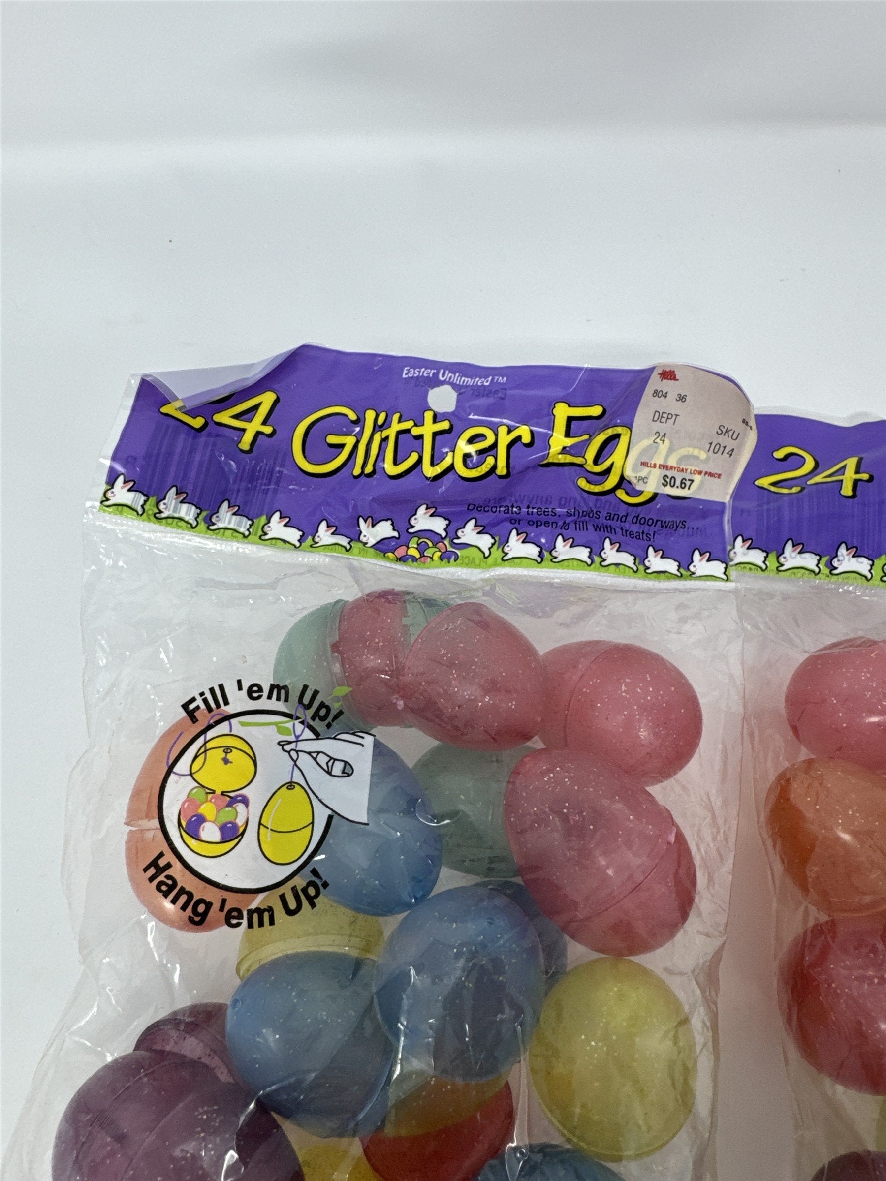 Vintage Hill's Mini Easter Eggs Lot of 48 Glitter Plastic Easter Eggs