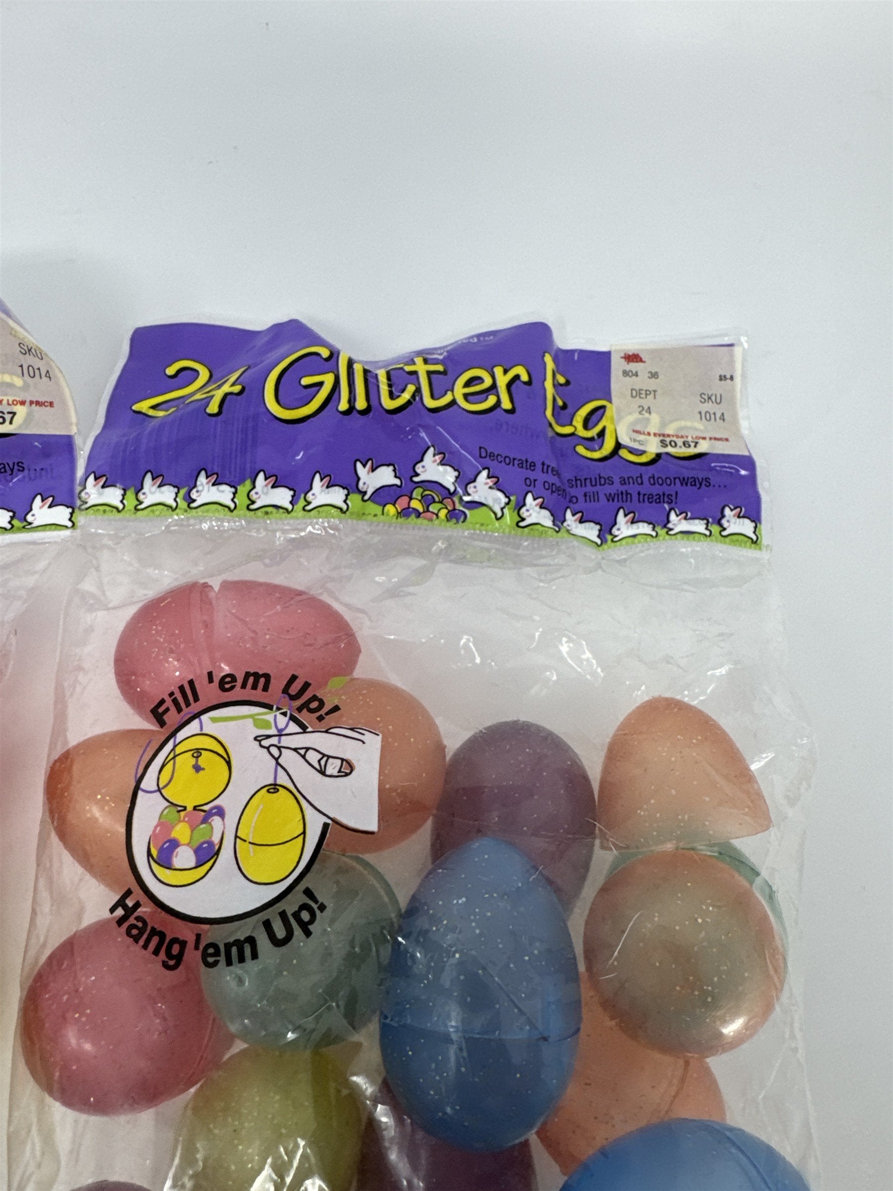 Vintage Hill's Mini Easter Eggs Lot of 48 Glitter Plastic Easter Eggs