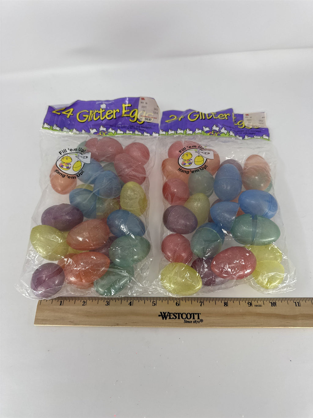 Vintage Hill's Mini Easter Eggs Lot of 48 Glitter Plastic Easter Eggs