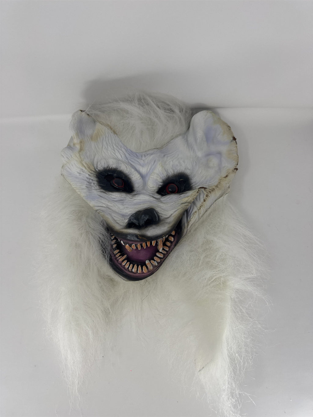 Vintage White Werewolf Mask Halloween Yeti Abominable Snowman Furry Monster Vtg