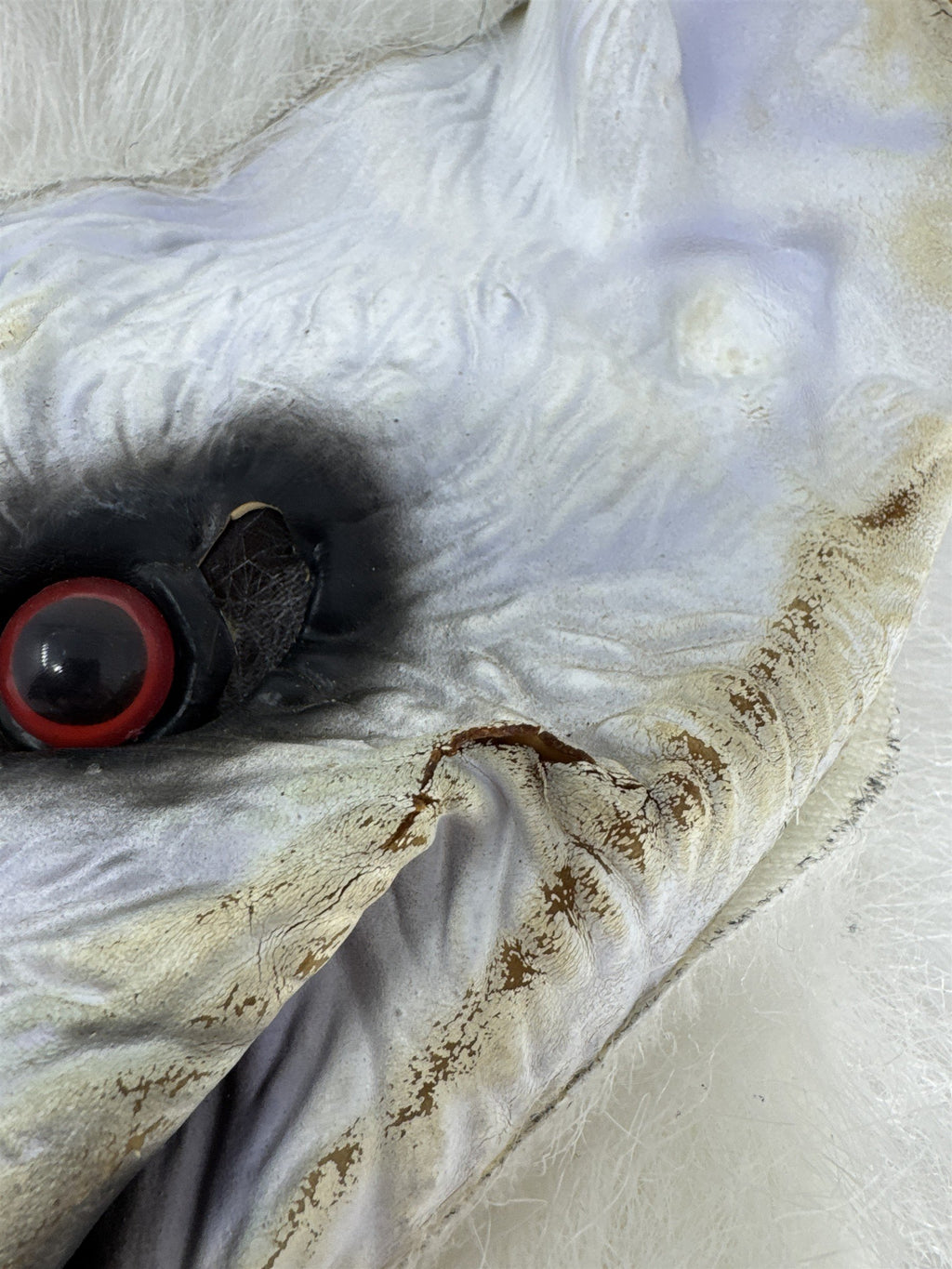 Vintage White Werewolf Mask Halloween Yeti Abominable Snowman Furry Monster Vtg