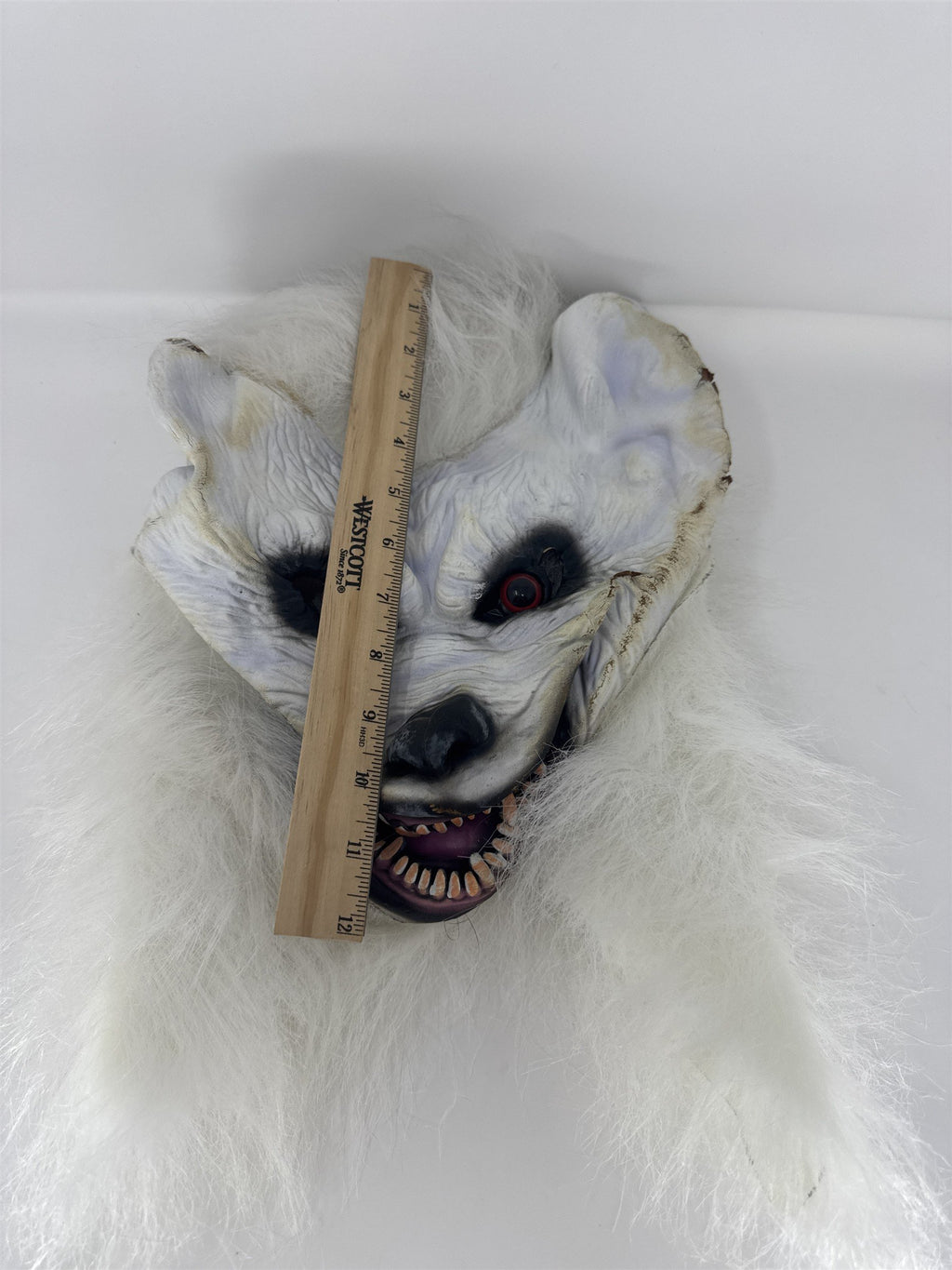 Vintage White Werewolf Mask Halloween Yeti Abominable Snowman Furry Monster Vtg