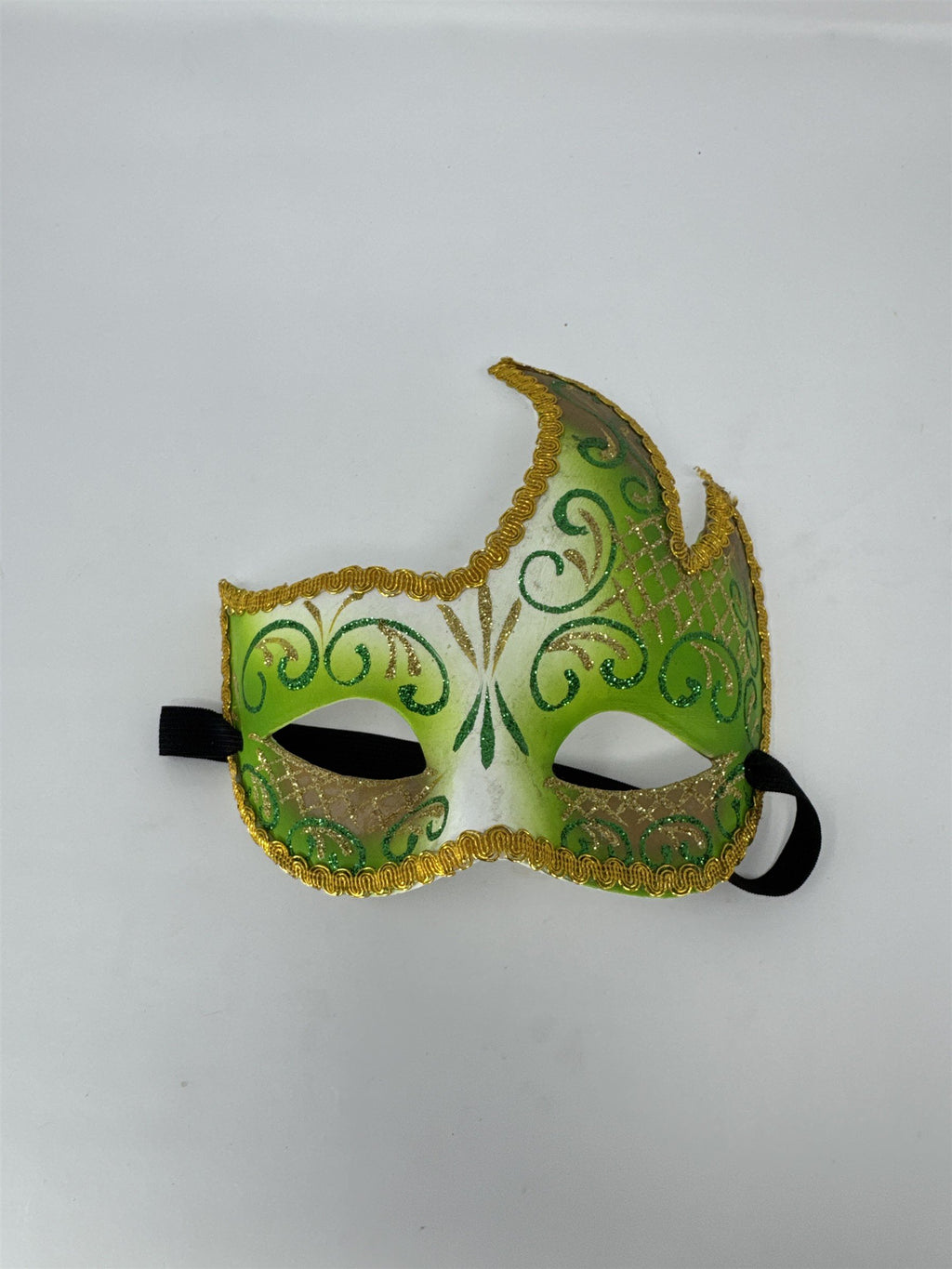 Vintage Masquerade Mask Green White Gold Glitter Venetian Eye Mask Party