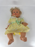 Vintage Blonde Baby Doll Yellow Floral Dress Lace Bloomers Blue Eyes Vtg