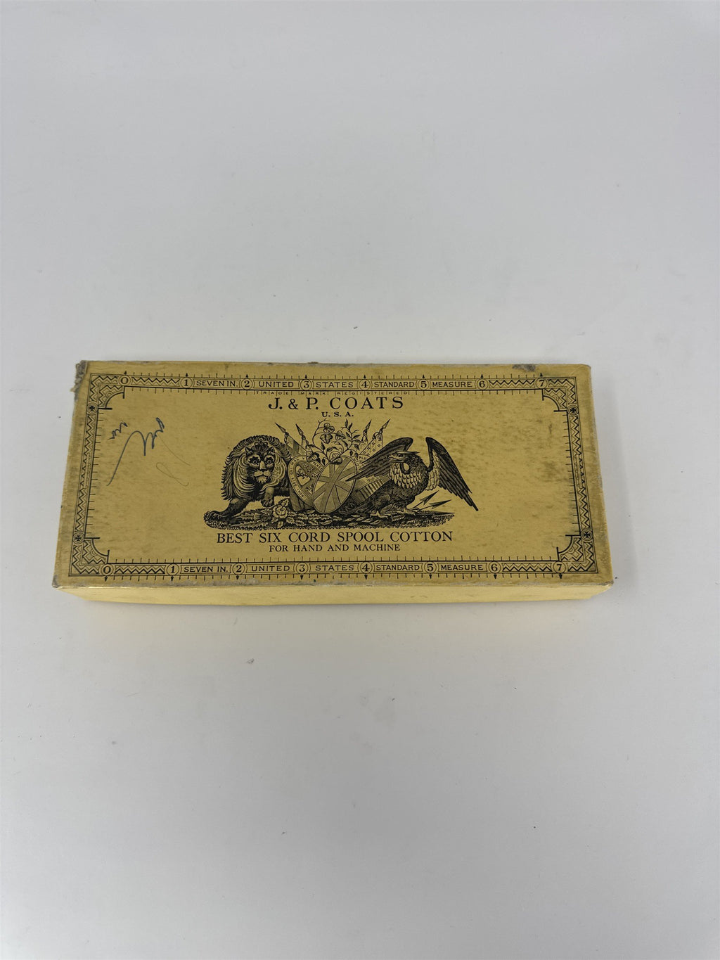 Vintage J & P Coats Spool Cotton Thread Empty Box Fast Black Advertising 8.5"