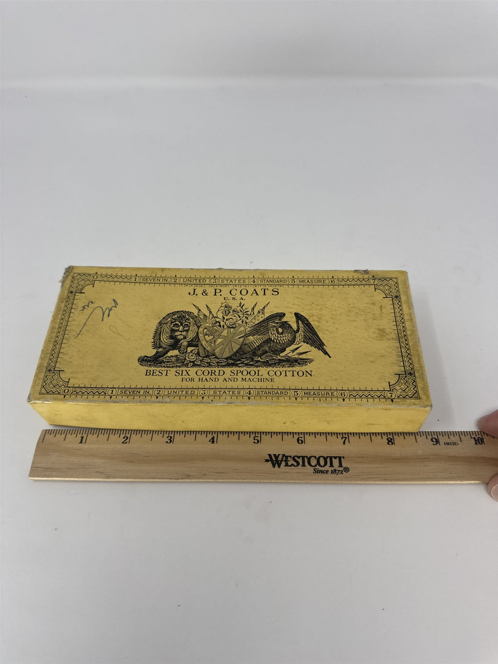 Vintage J & P Coats Spool Cotton Thread Empty Box Fast Black Advertising 8.5"