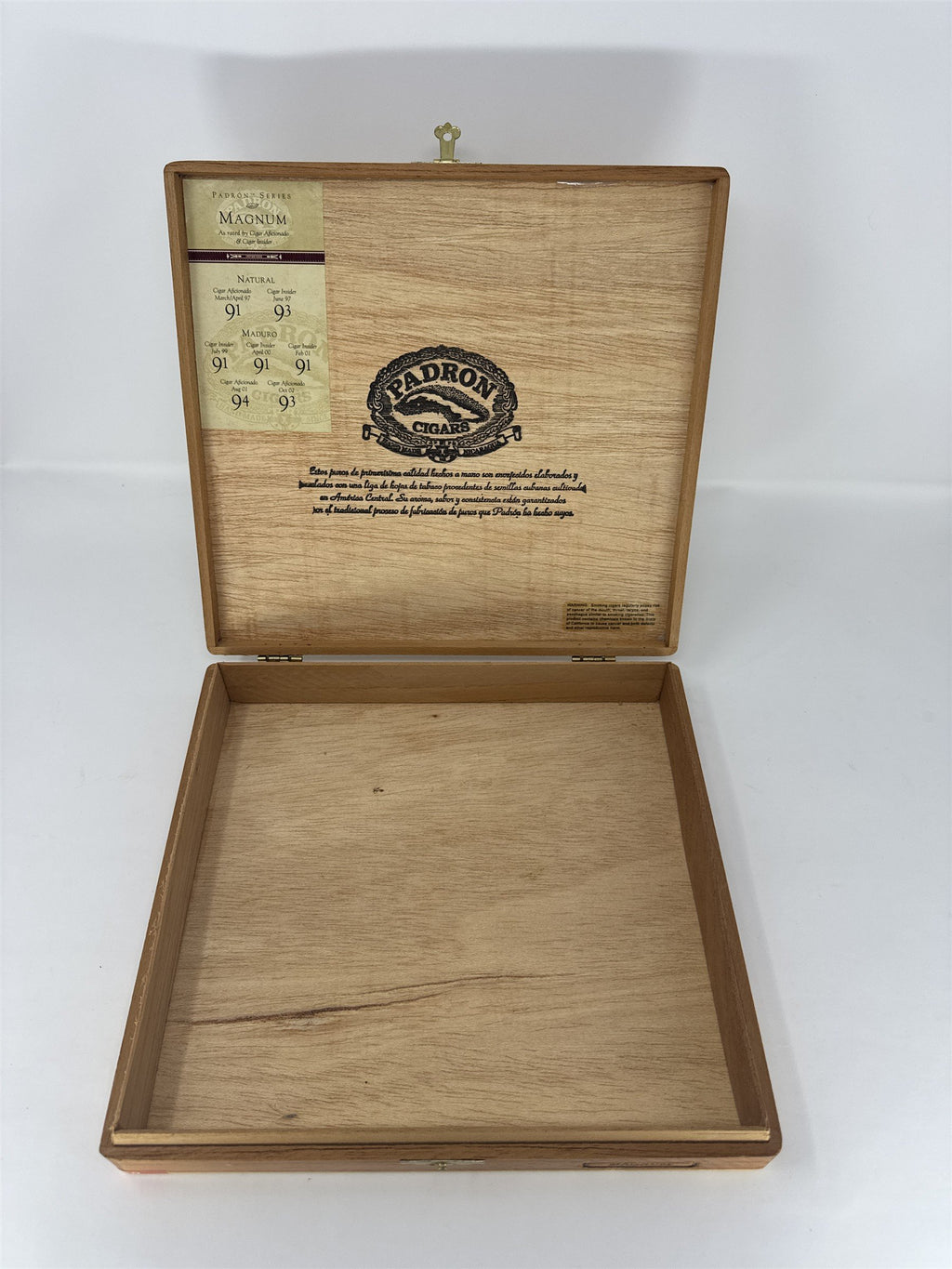 Padron Cigars Empty Wooden Cigar Box Magnum Series Natural Wood Storage