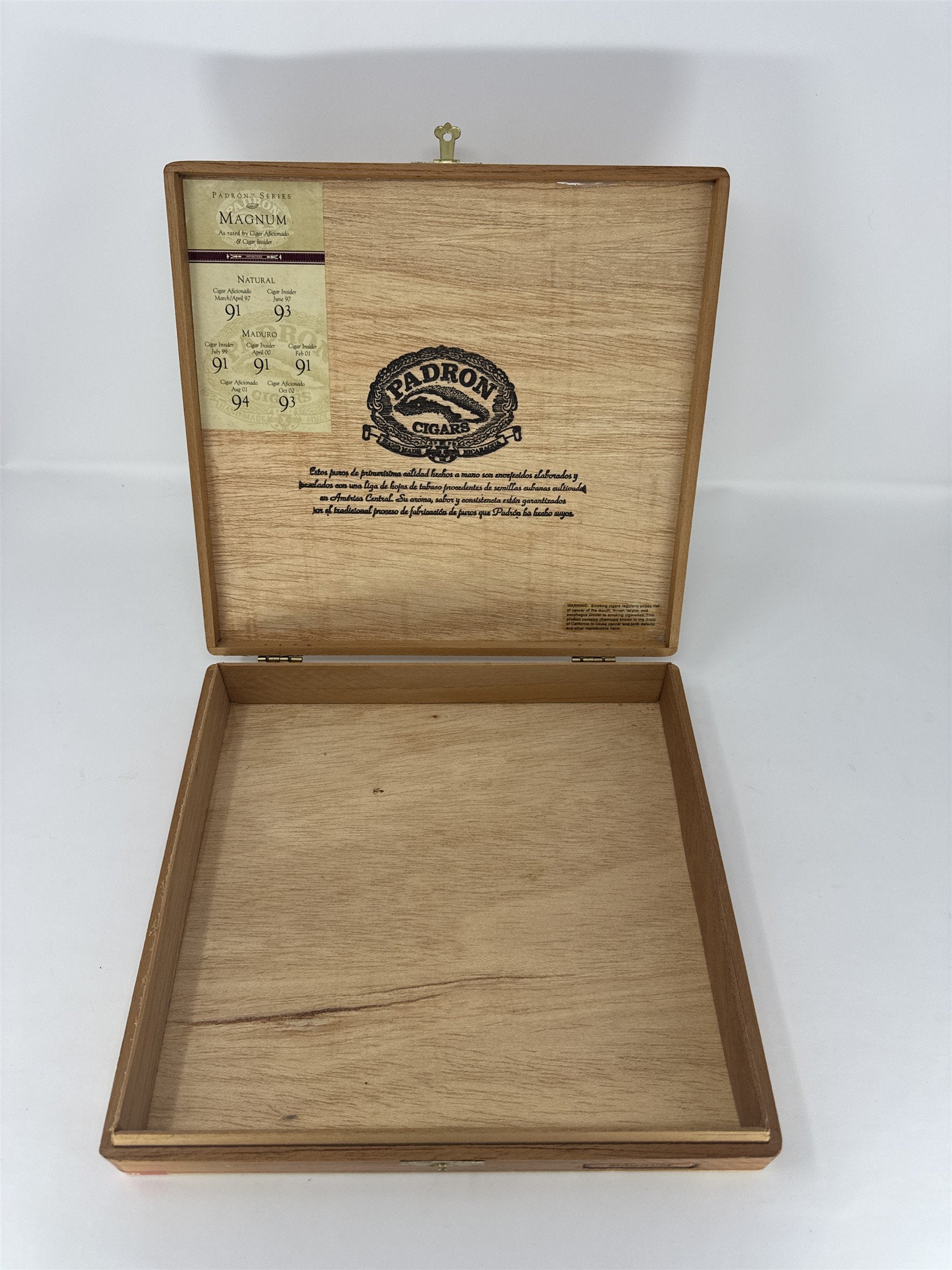Padron Cigars Empty Wooden Cigar Box Magnum Series Natural Wood Storage