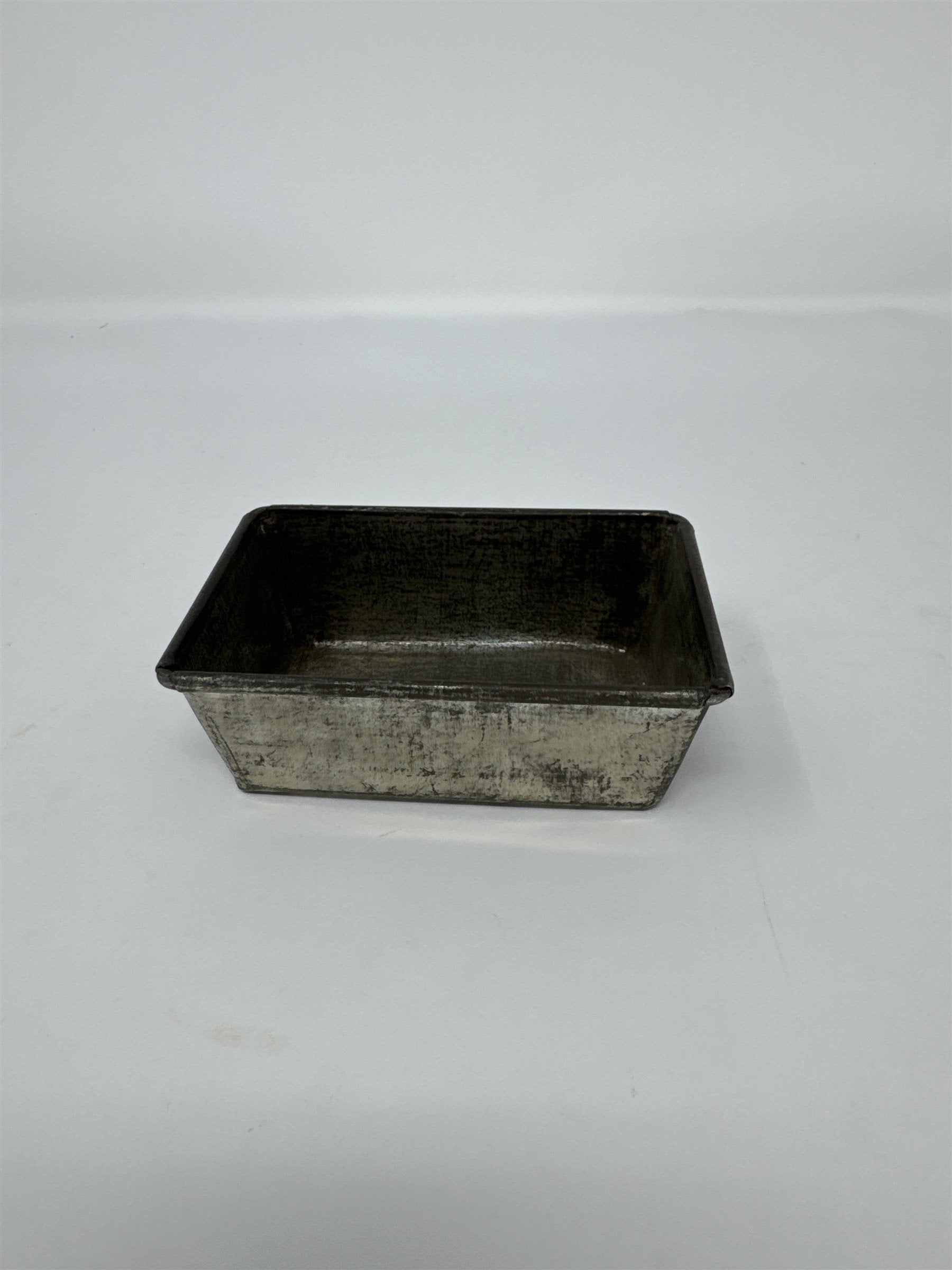 Vintage Miniature Tin Loaf Pan Rusty Distressed Small Metal Baking Mold