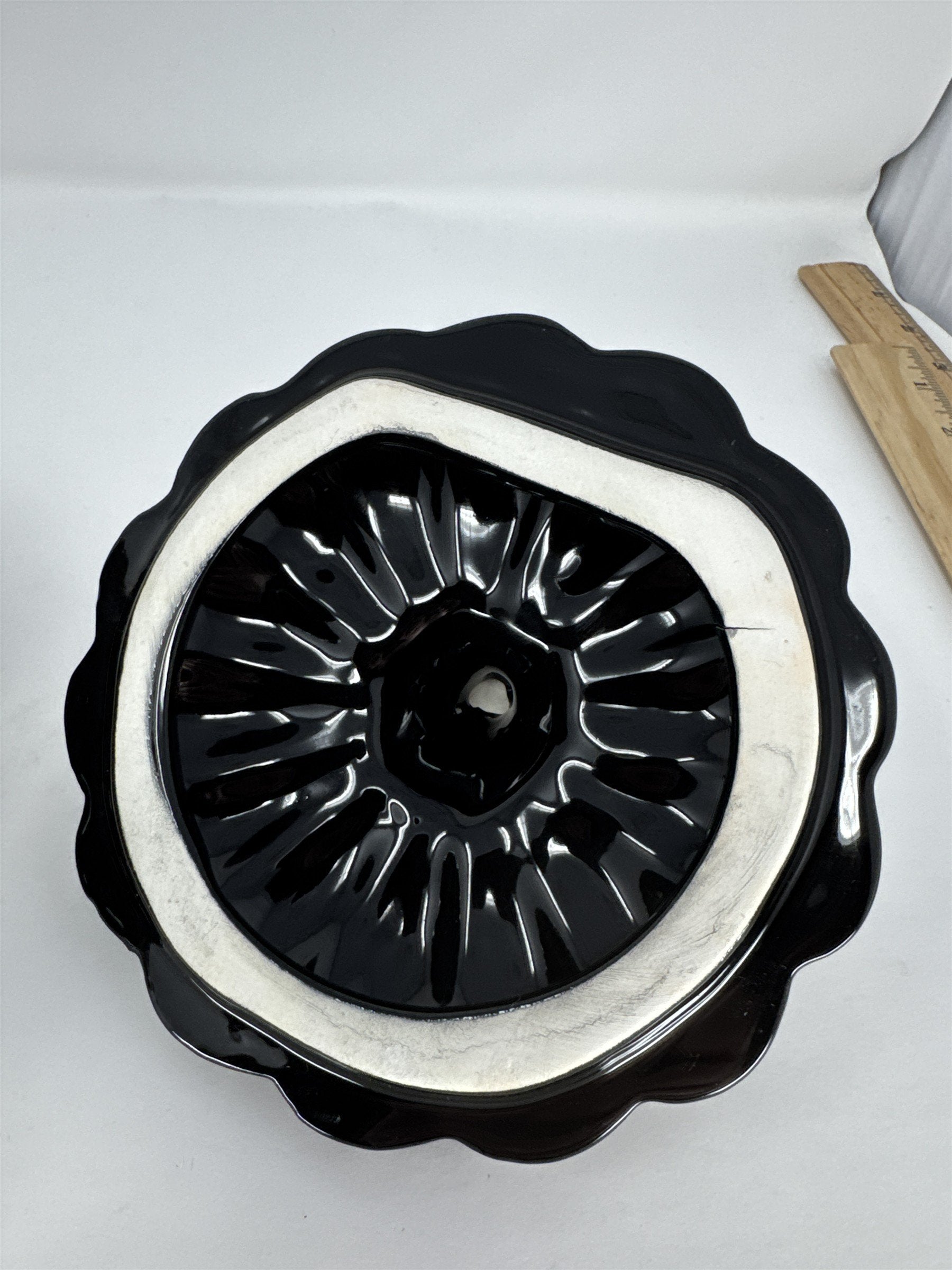 Ashland Black Ceramic Pumpkin Jar Happy Halloween Candy Dish Bat Stars