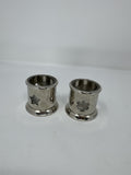 Vtg Silver Metal Votive Candle Holders Set 2 Snowflake Star Cutout Glass