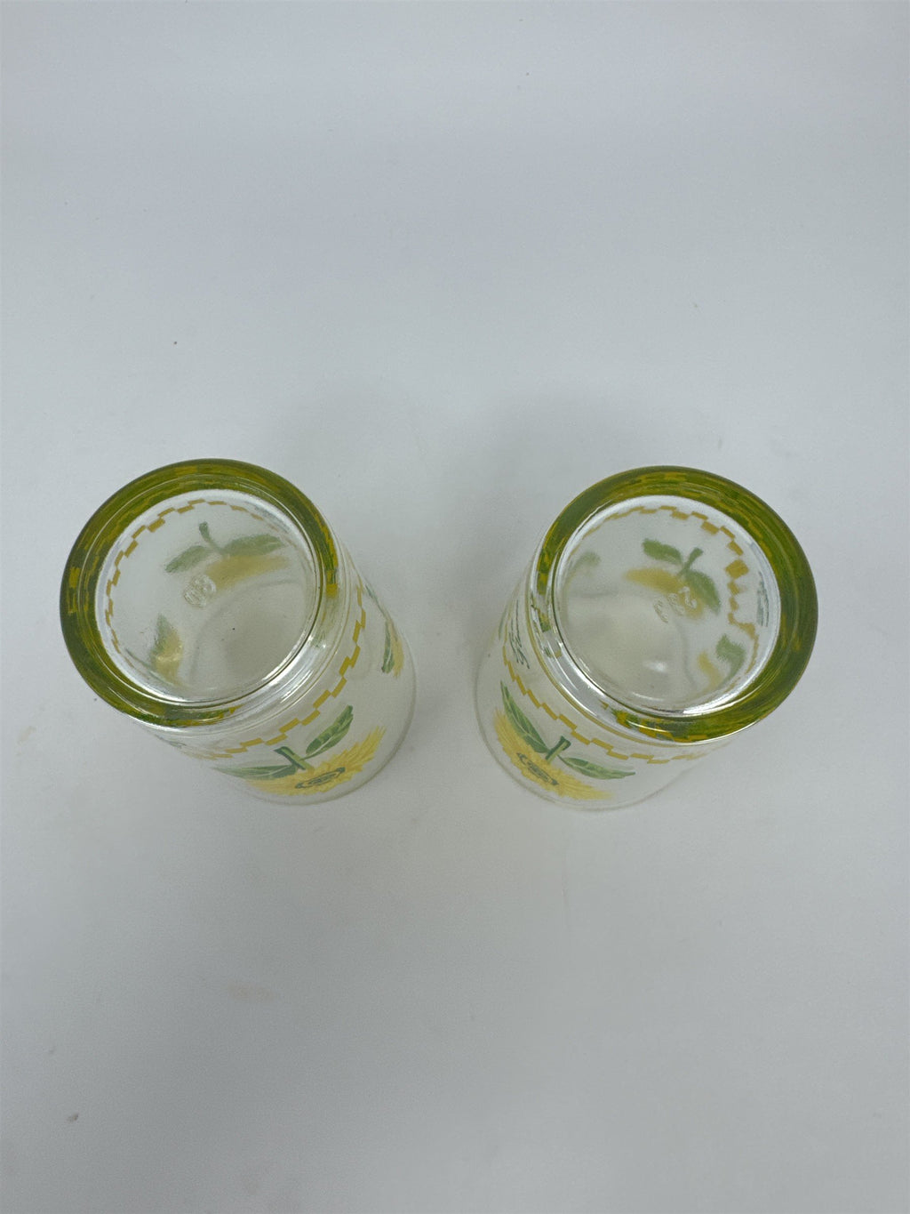 Vtg Sunflower Drinking Glasses Set 2 Yellow Floral Tumblers Kitchen Decor
