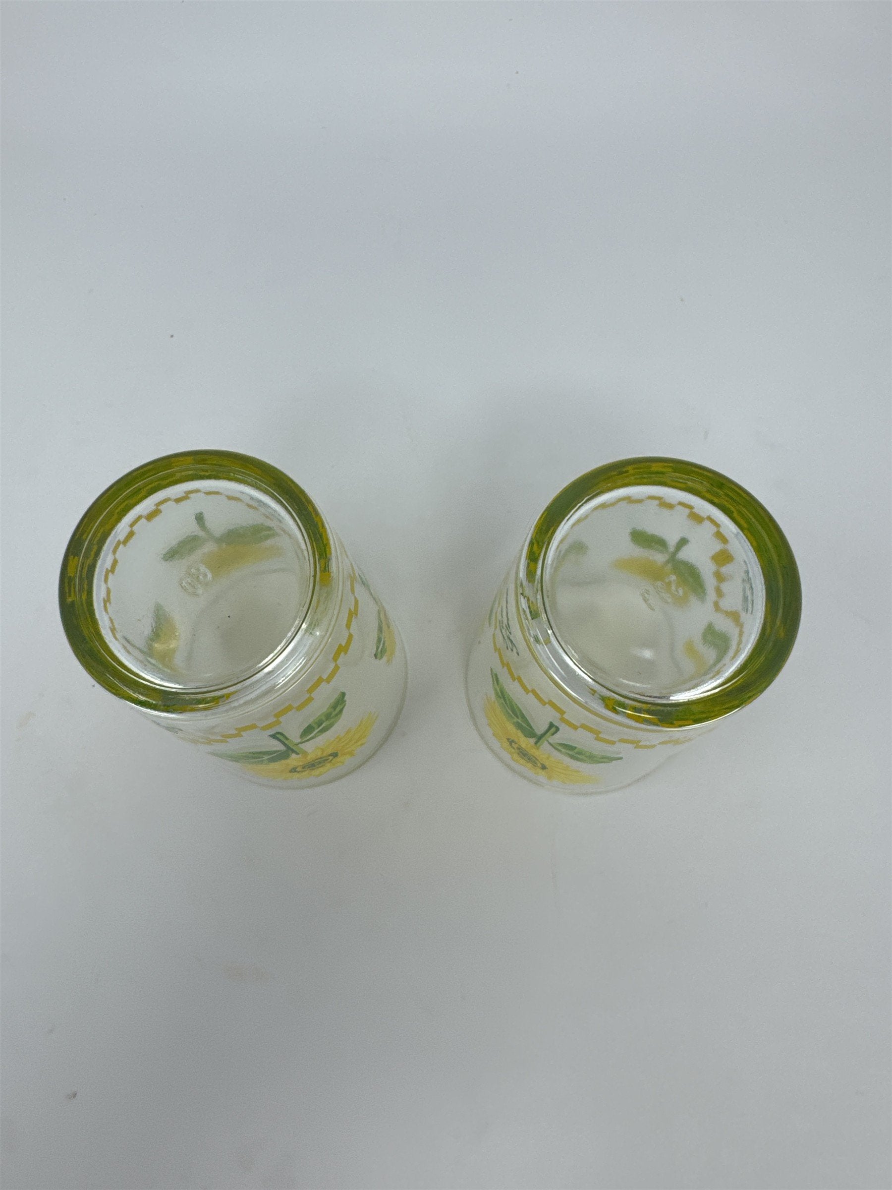 Vtg Sunflower Drinking Glasses Set 2 Yellow Floral Tumblers Kitchen Decor