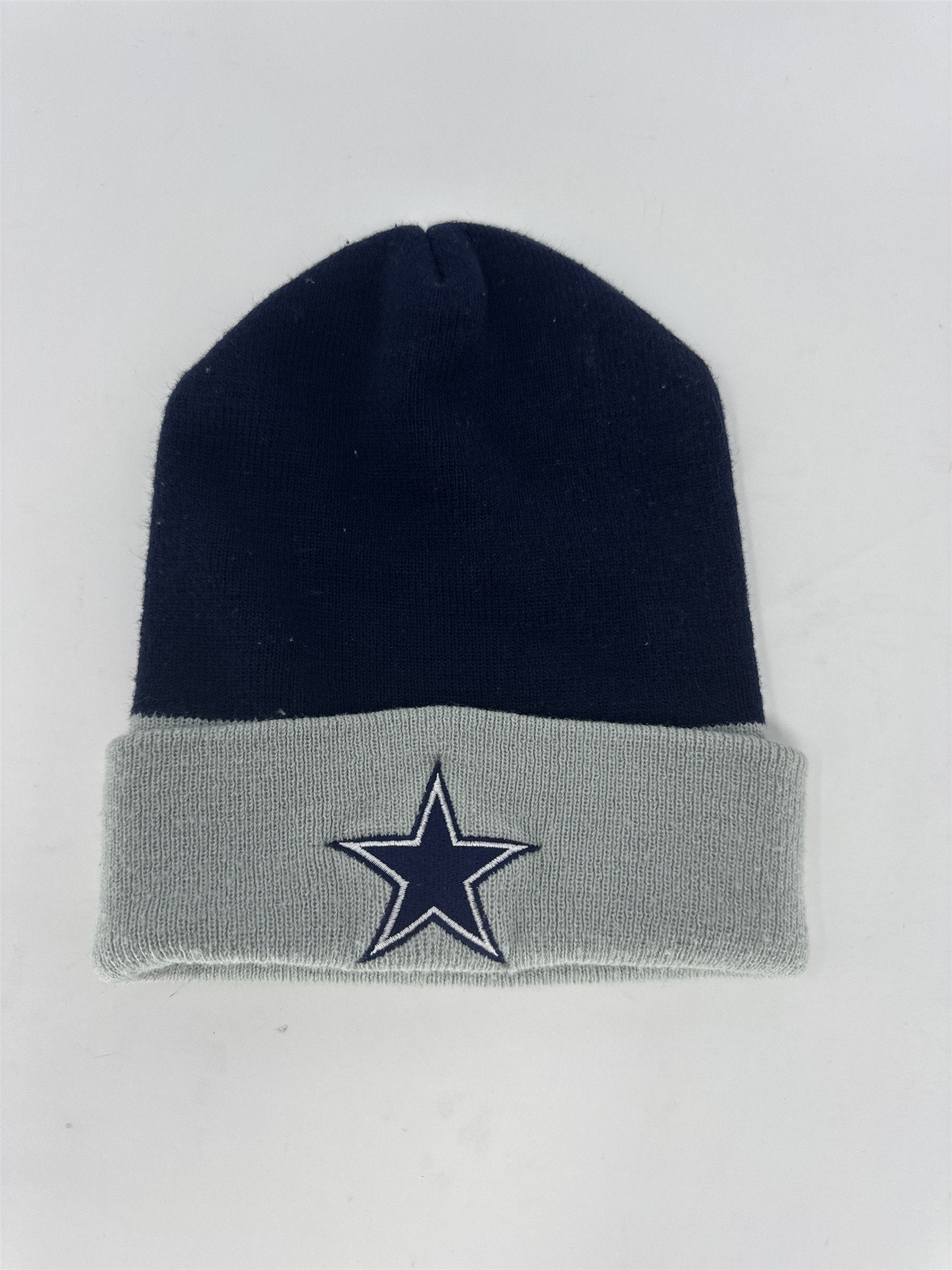 Vintage Dallas Cowboys NFL Beanie GCC Knit Hat Navy Gray Cuffed Star Made in Kor