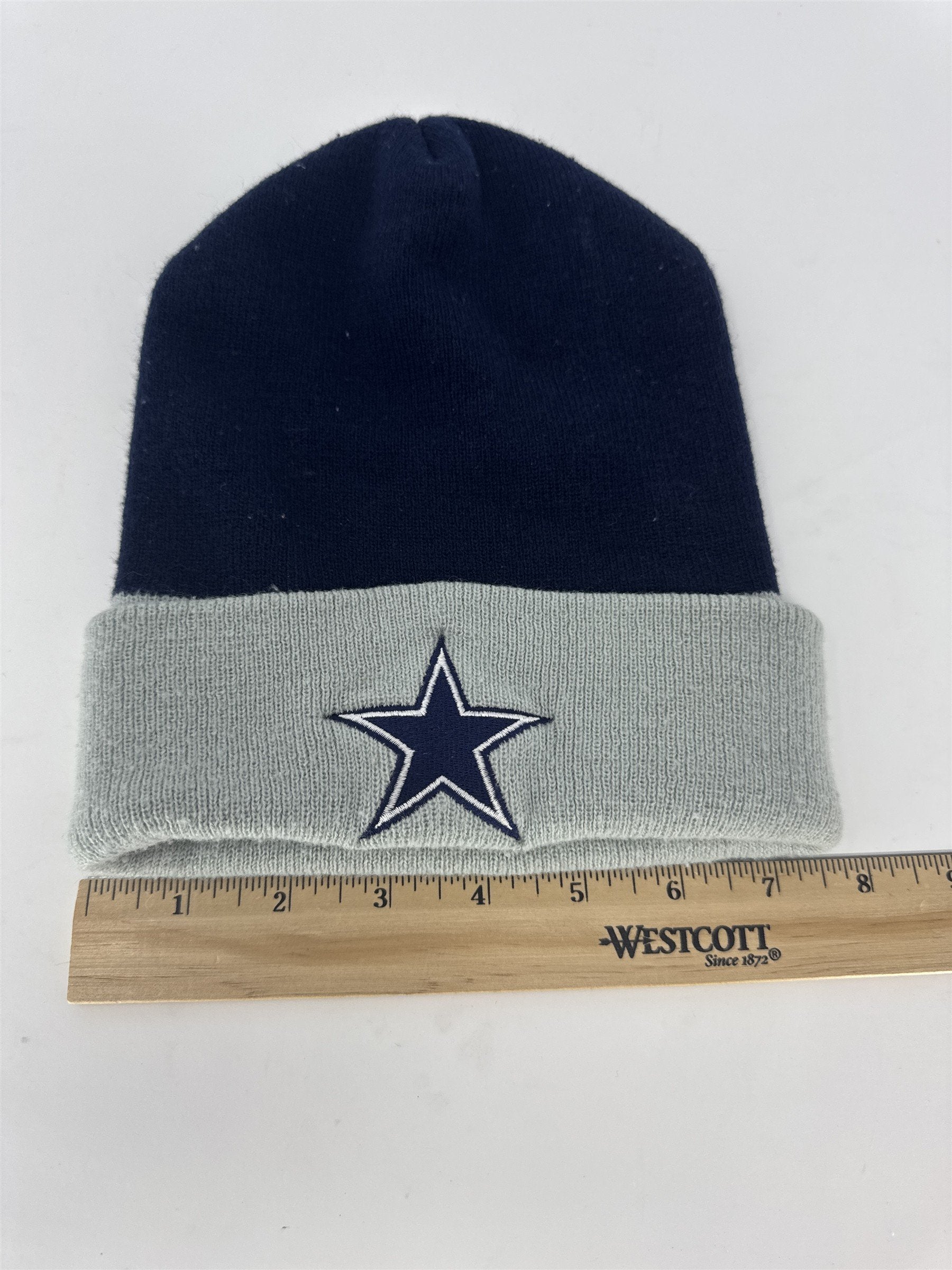Vintage Dallas Cowboys NFL Beanie GCC Knit Hat Navy Gray Cuffed Star Made in Kor