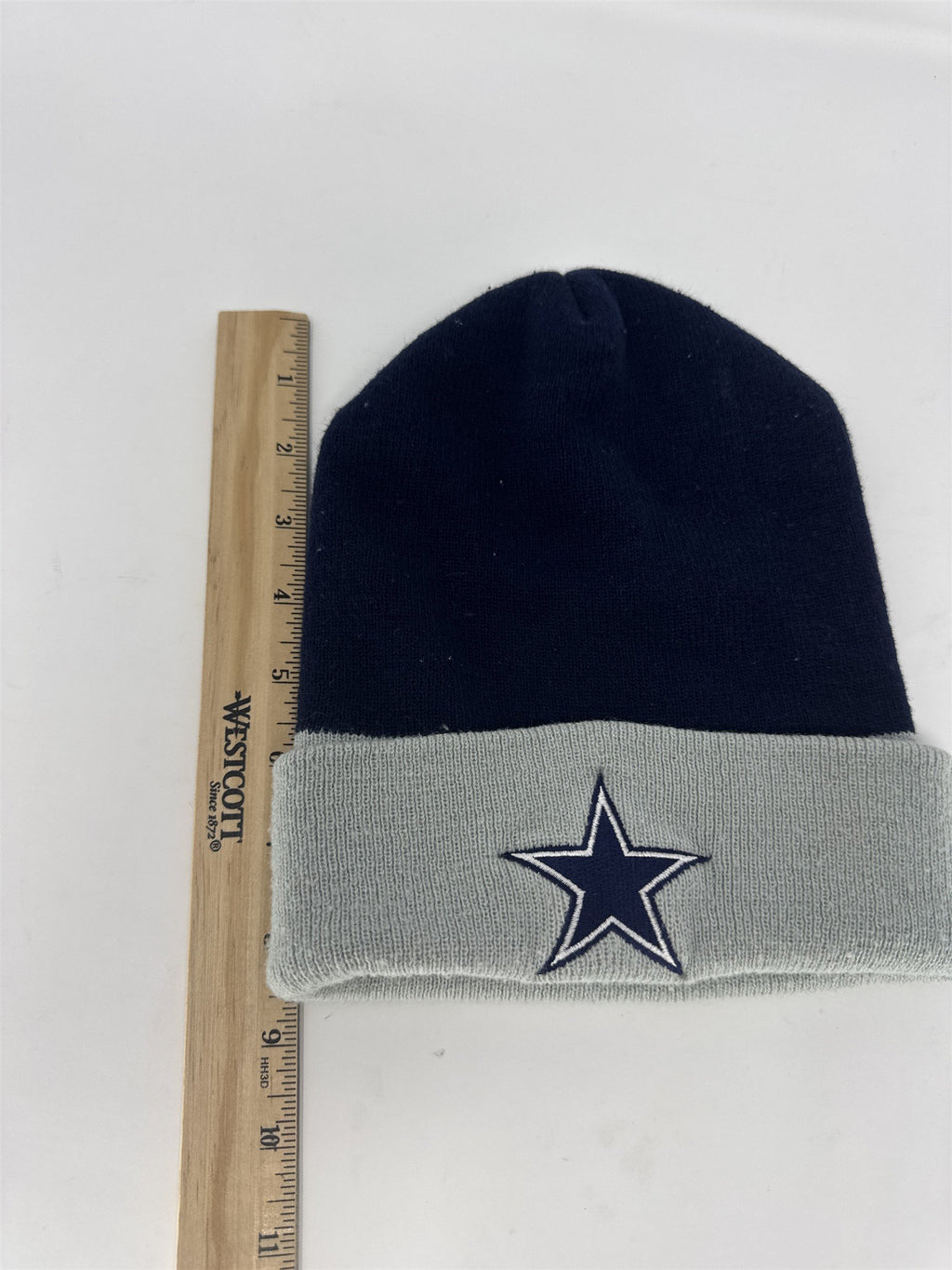 Vintage Dallas Cowboys NFL Beanie GCC Knit Hat Navy Gray Cuffed Star Made in Kor