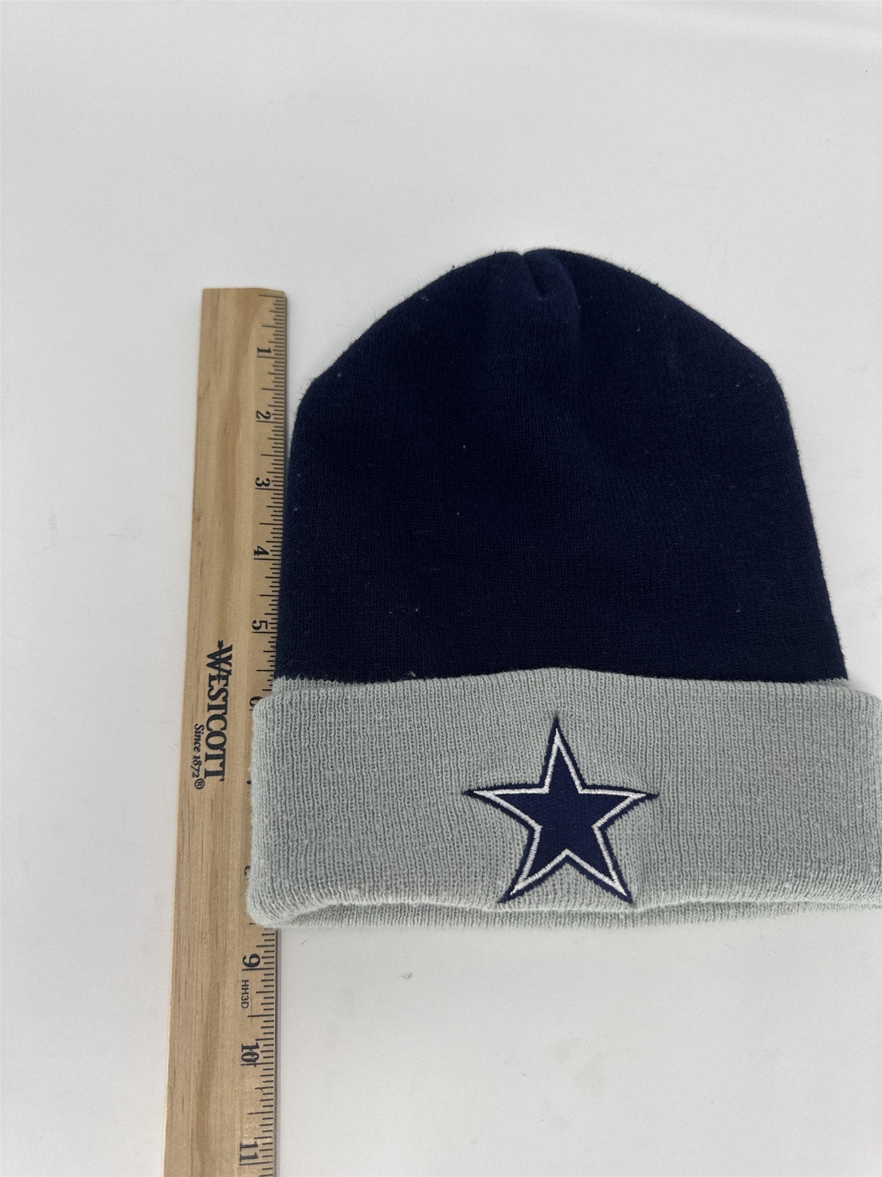 Vintage Dallas Cowboys NFL Beanie GCC Knit Hat Navy Gray Cuffed Star Made in Kor