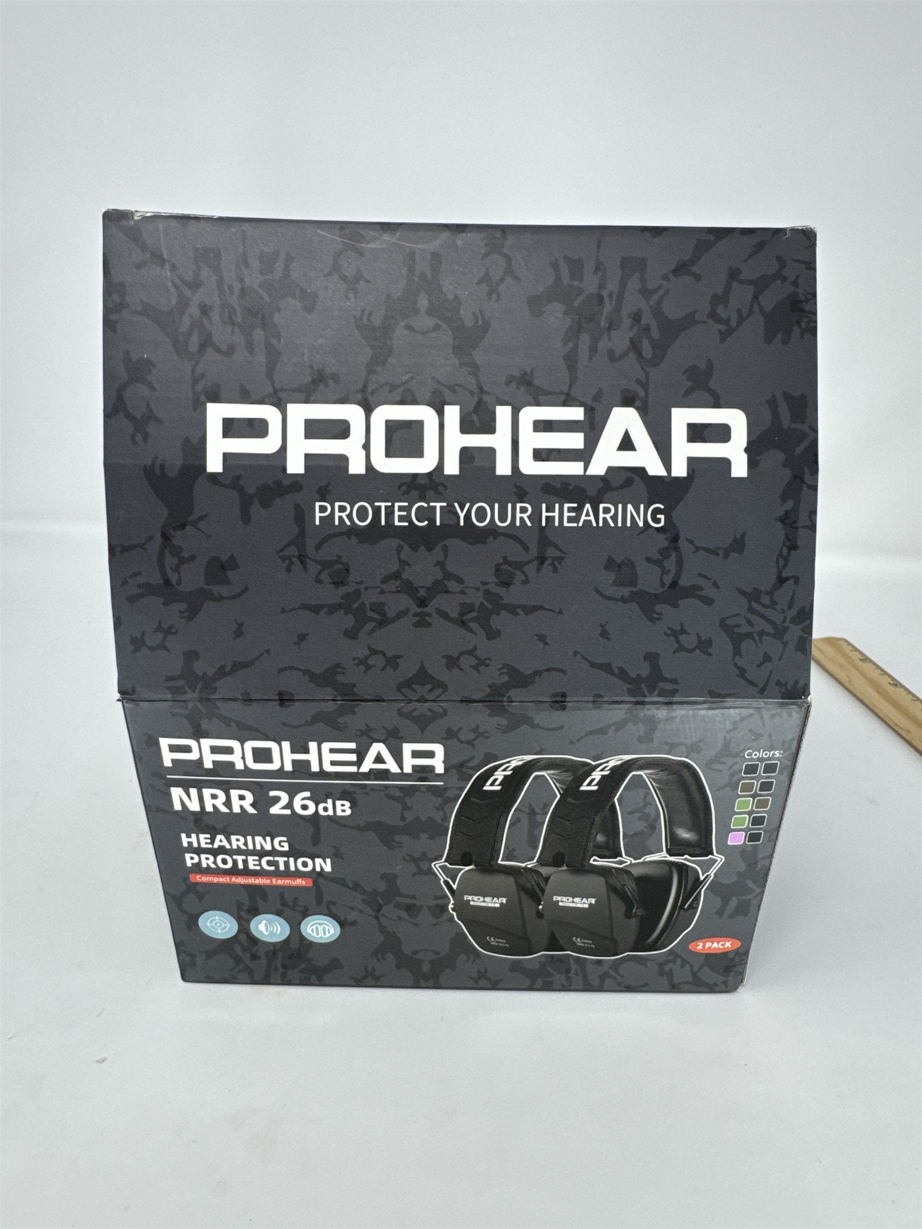Prohear 2 Pack EM016 Safety Earmuffs NRR 26dB Hearing Protection Black Green