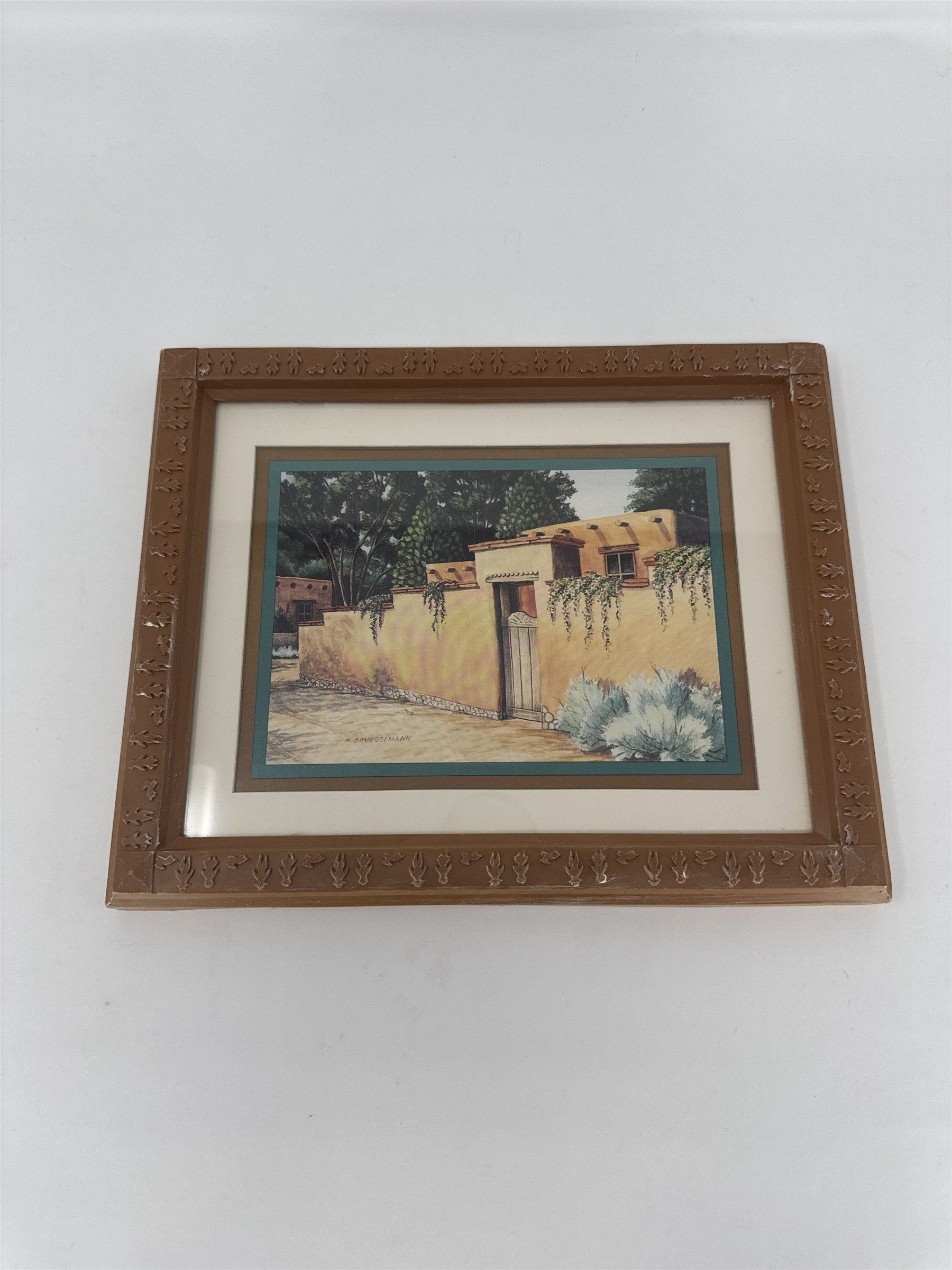 K. Brueggemann Southwest Adobe Courtyard Art Print Framed New Mexico Decor