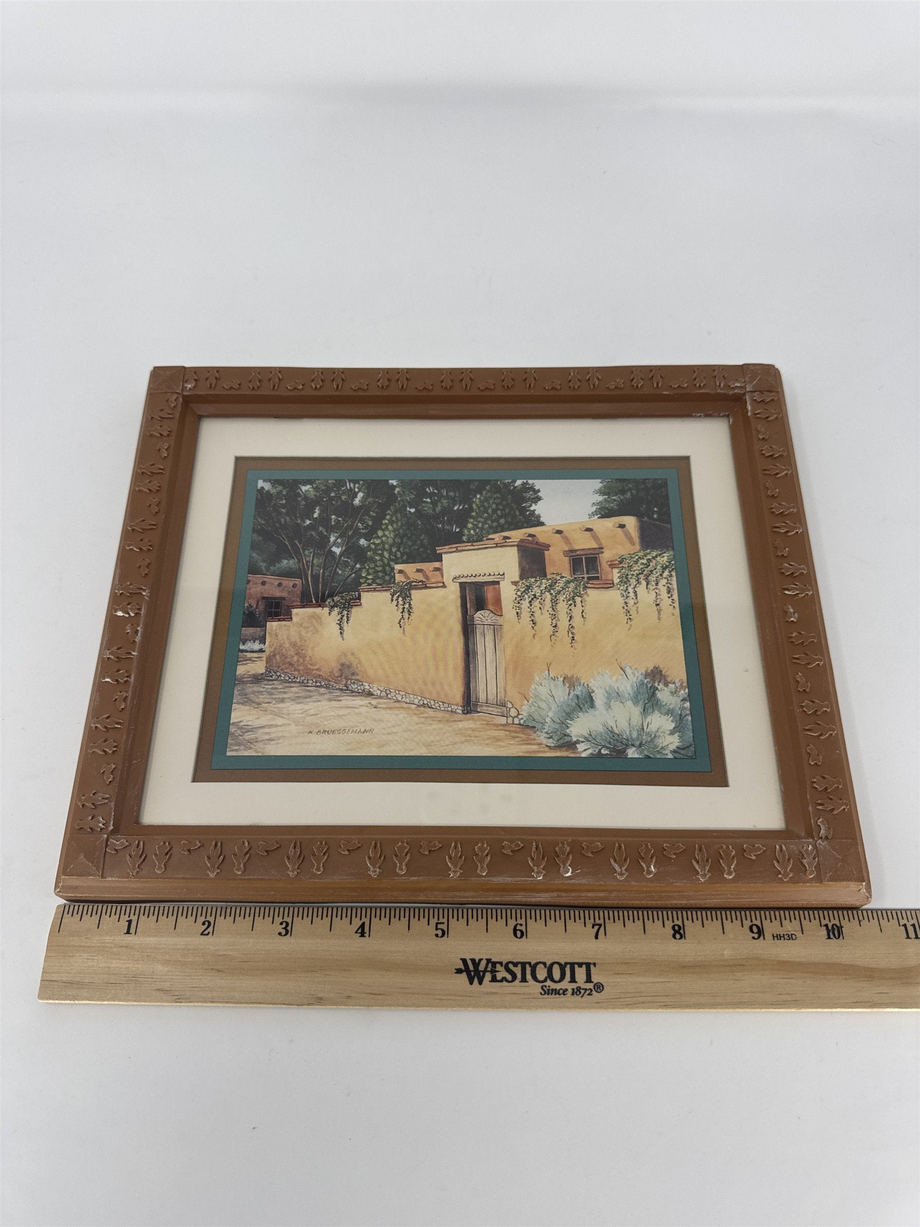 K. Brueggemann Southwest Adobe Courtyard Art Print Framed New Mexico Decor
