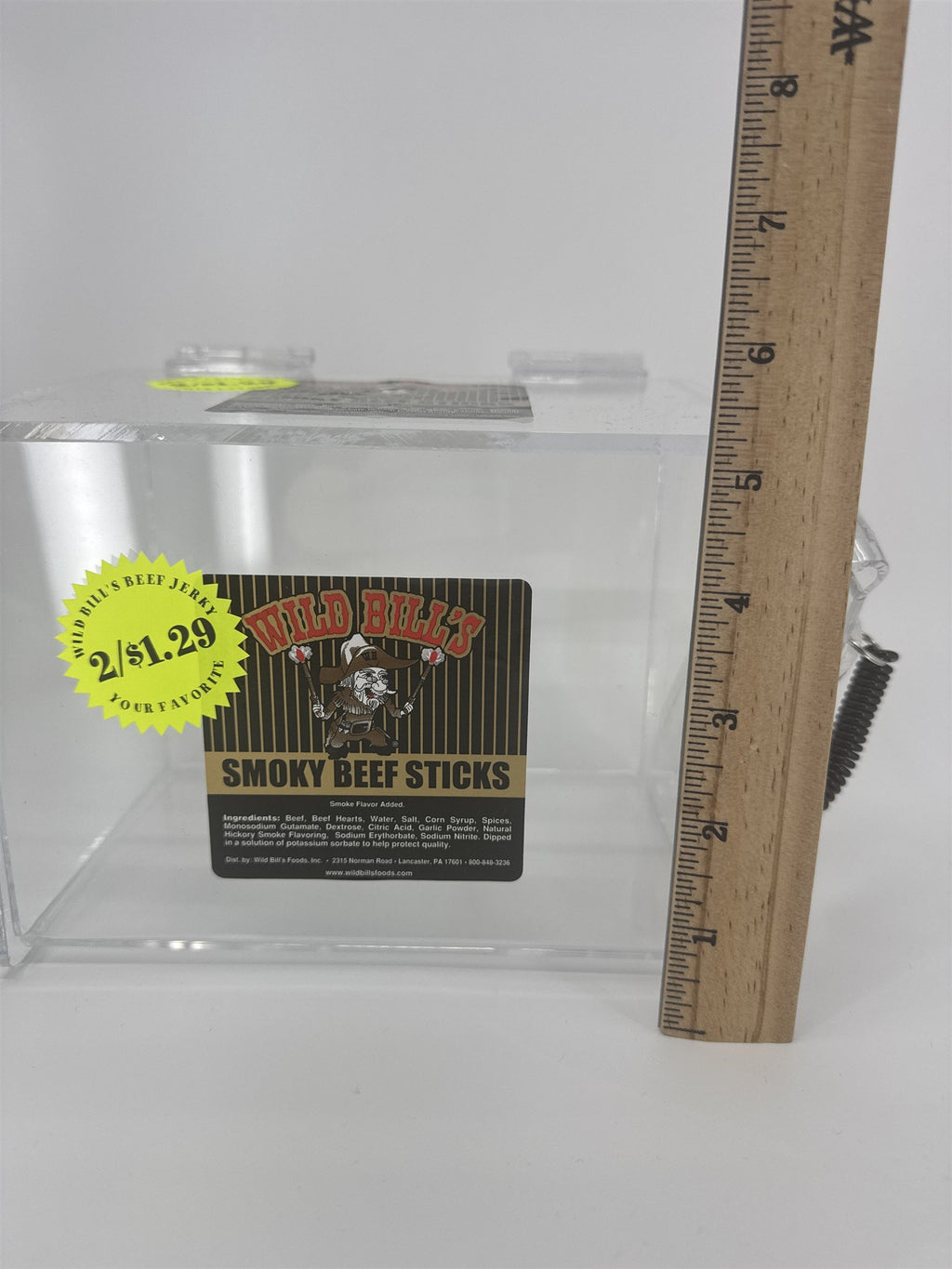 Wild Bills Beef Jerky Acrylic Display Bin with Tongs Clear Snack Candy Case