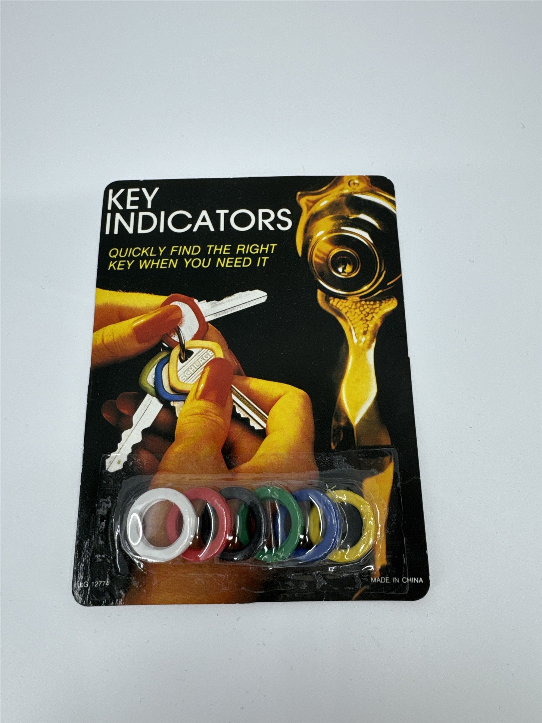 Vintage Key Indicators 6 Pack NOS Colored Textured Plastic Key Rings LG12774