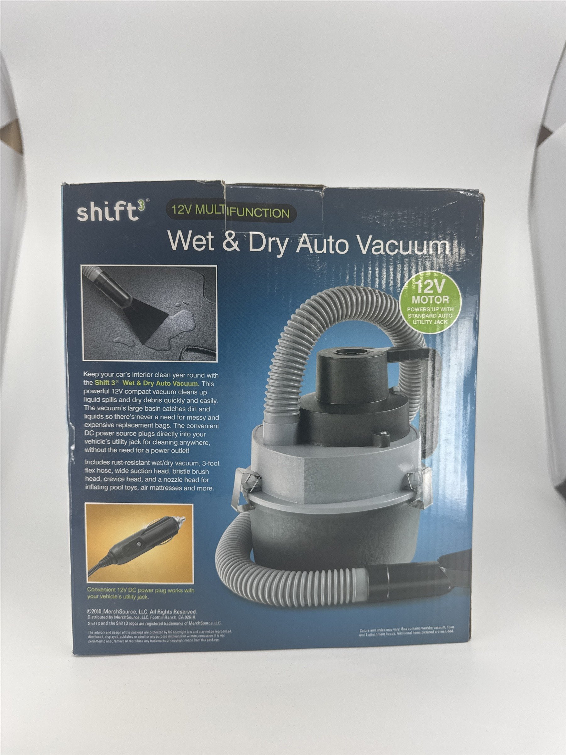 Shift3 12V Wet & Dry Car Vacuum & Inflator Portable Auto Detailer with 4 Tips