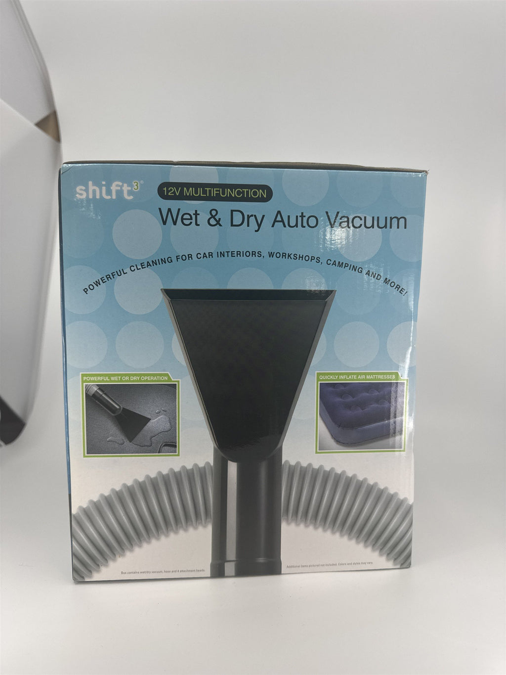 Shift3 12V Wet & Dry Car Vacuum & Inflator Portable Auto Detailer with 4 Tips