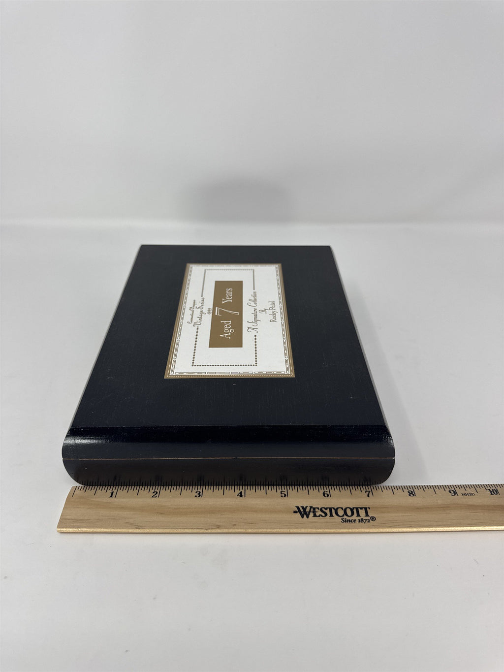 Rocky Patel Vintage Series 1999 Aged 7 Years Cigar Box Empty Black Wood Torpedo
