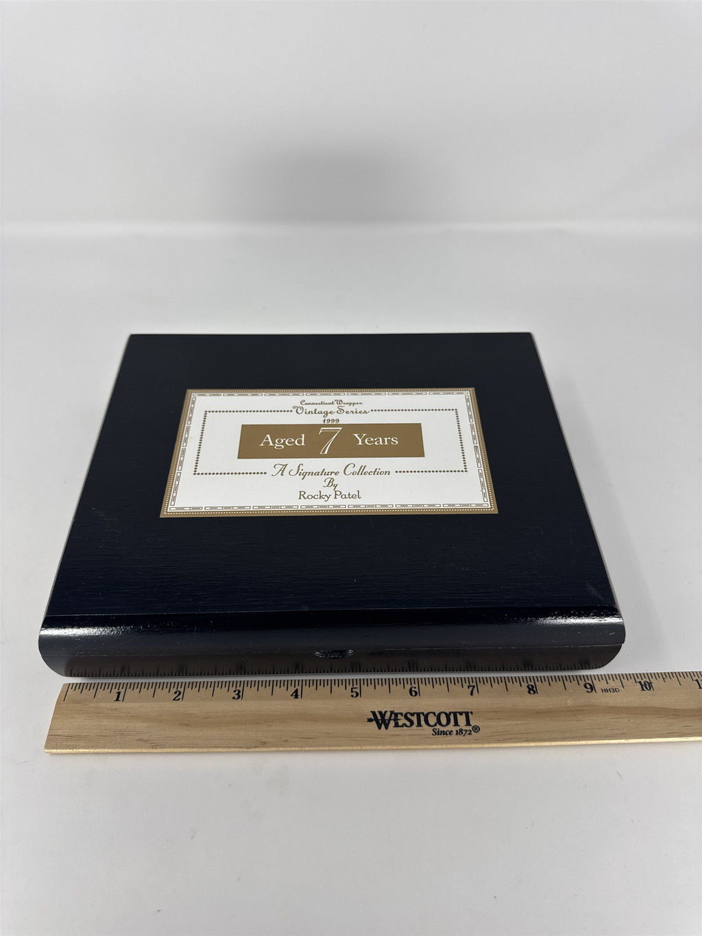 Rocky Patel Vintage Series 1999 Aged 7 Years Cigar Box Empty Black Wood Torpedo