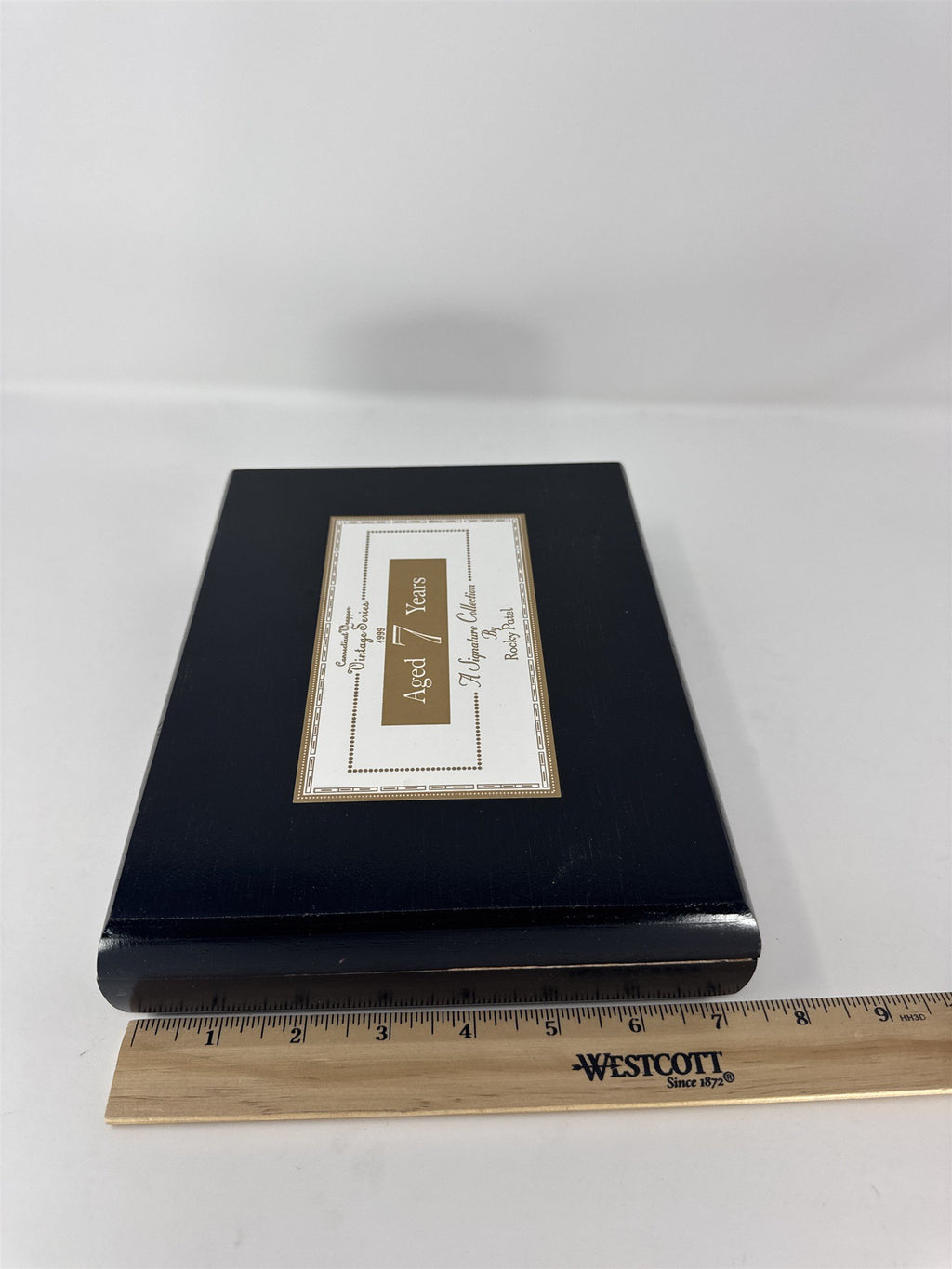 Rocky Patel Vintage Series 1999 Aged 7 Years Cigar Box Empty Black Wood Torpedo