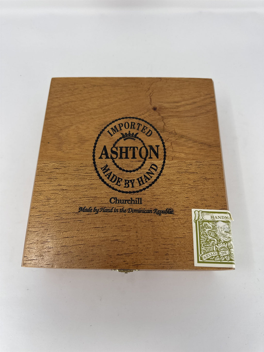 Ashton Churchill Empty Wooden Cigar Box Handmade Dominican Republic Storage Craf