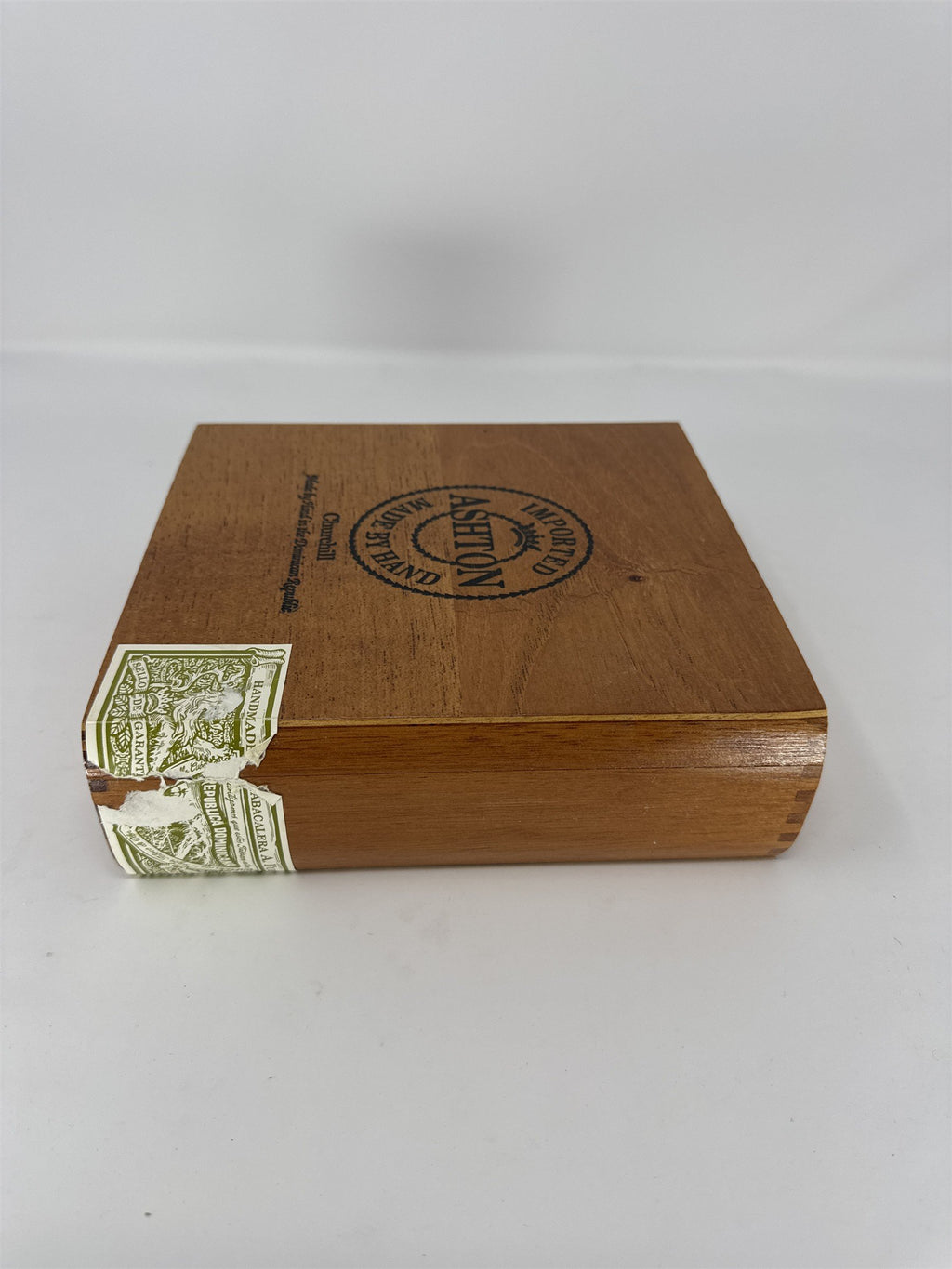 Ashton Churchill Empty Wooden Cigar Box Handmade Dominican Republic Storage Craf
