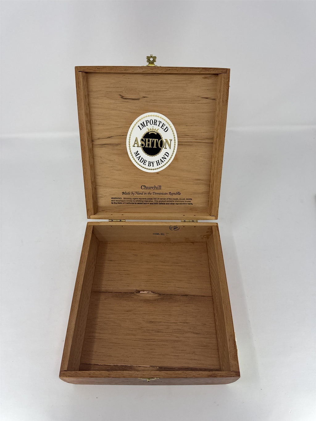 Ashton Churchill Empty Wooden Cigar Box Handmade Dominican Republic Storage Craf