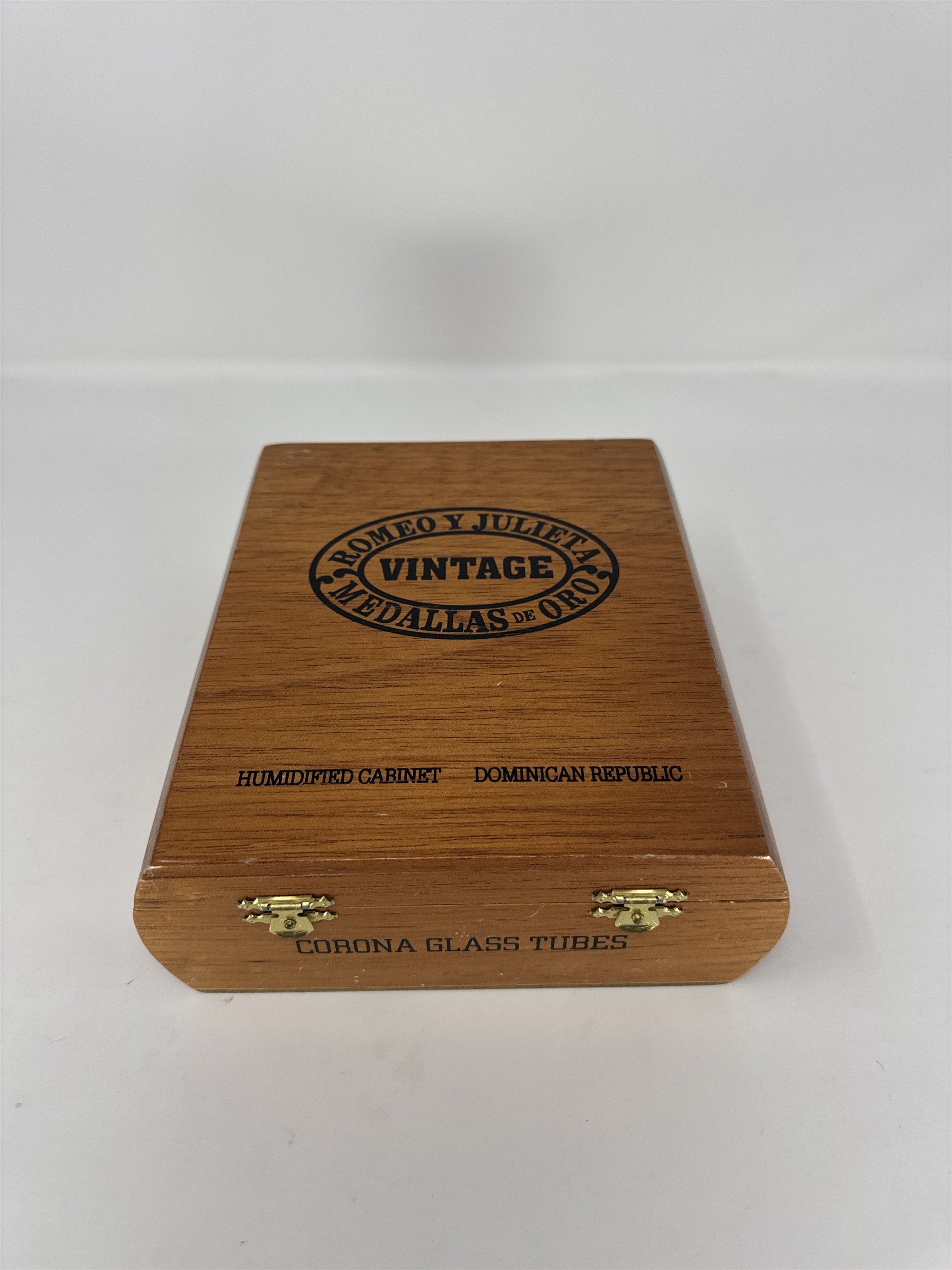 Romeo y Julieta Vintage Medallas de Oro Cigar Box Empty Wood Corona Glass Tubes