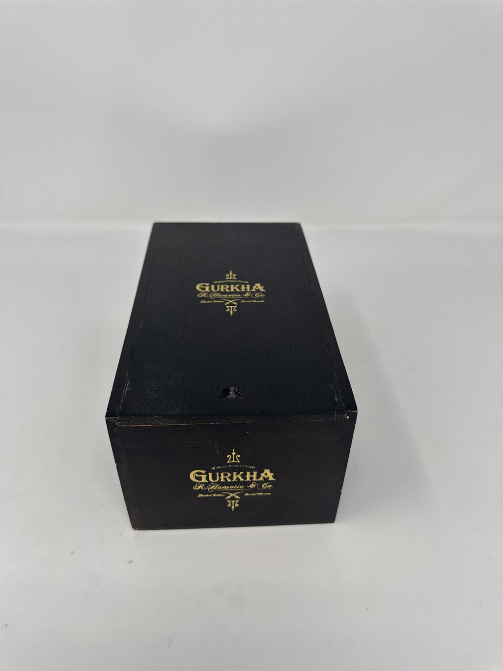 Gurkha Evil Churchill Empty Wooden Cigar Box Black Gold Stash Box Storage Craft