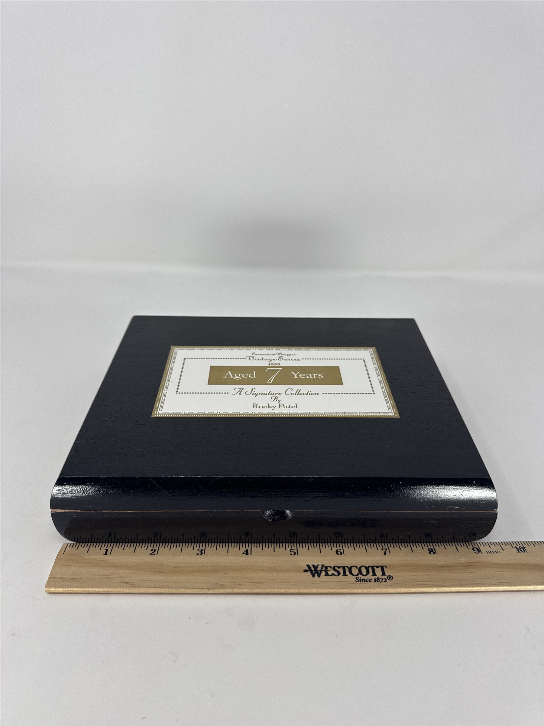 Rocky Patel Vintage Aged 7 Years Cigar Box Empty Black Wood Torpedo Series 1999
